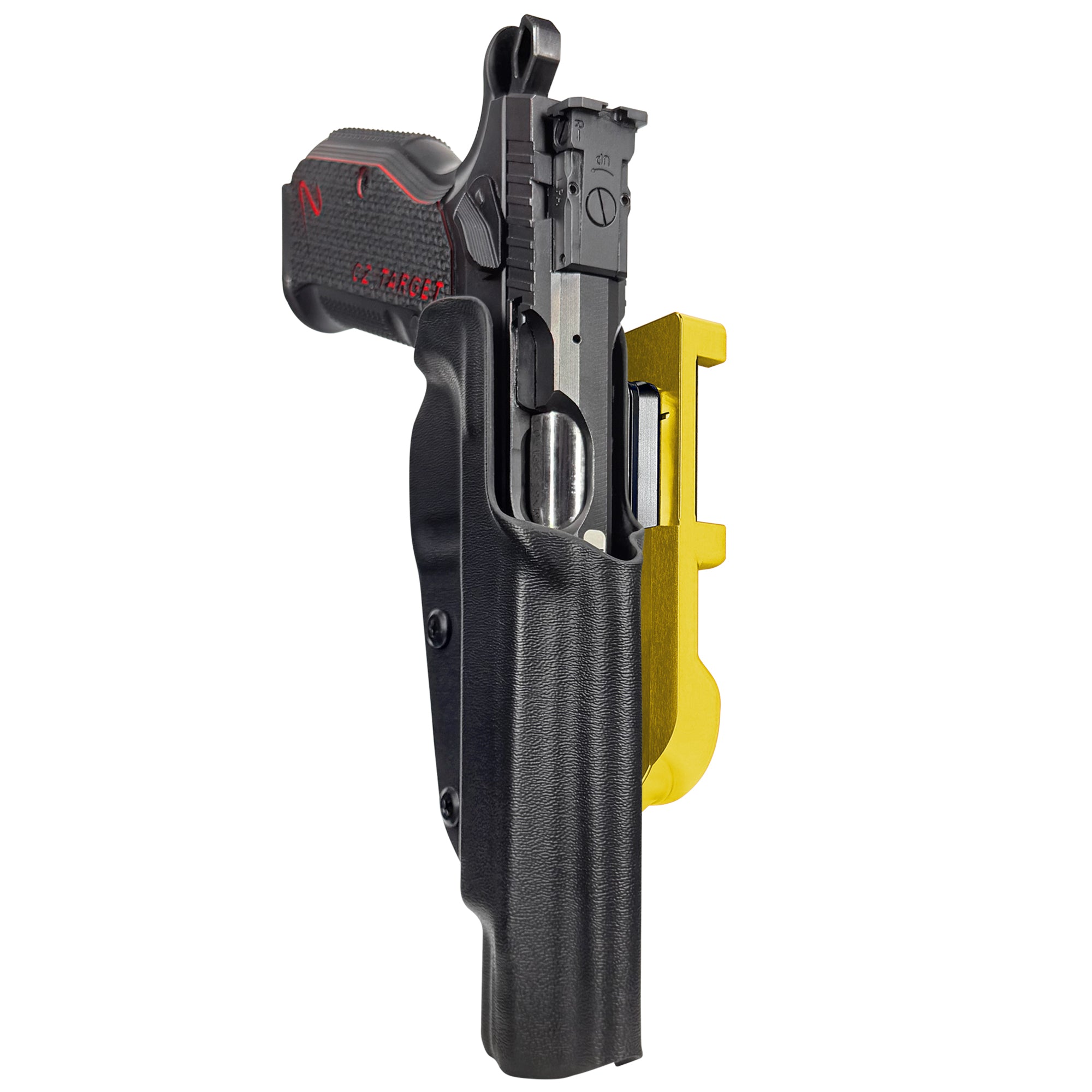 CZ Shadow 2 Target 6'' - No Weight IDPA Quick Mount Holster with 24K Gold Belt Attachment, Black Holster Shell