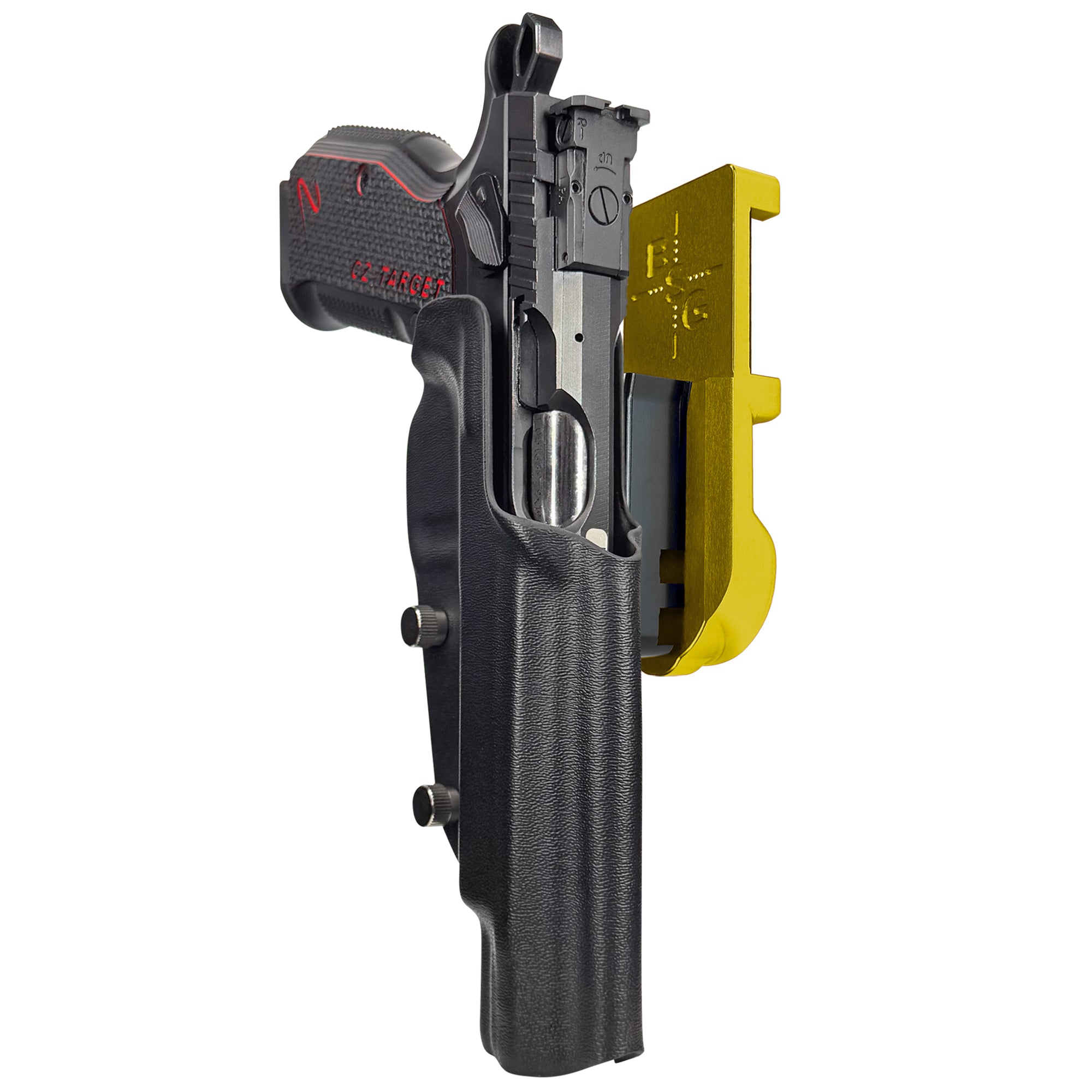 CZ Shadow 2 Target 6'' - No Weight IPSC/USPA Quick Mount Holster with 24K Gold Belt Attachment, Black Holster Shell