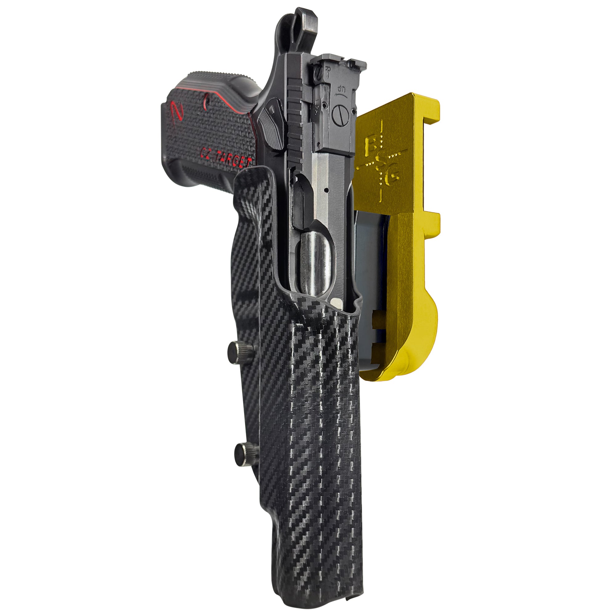 CZ Shadow 2 Target 6'' - No Weight IPSC/USPA Quick Mount Holster with 24K Gold Belt Attachment, Carbon Fiber Holster Shell
