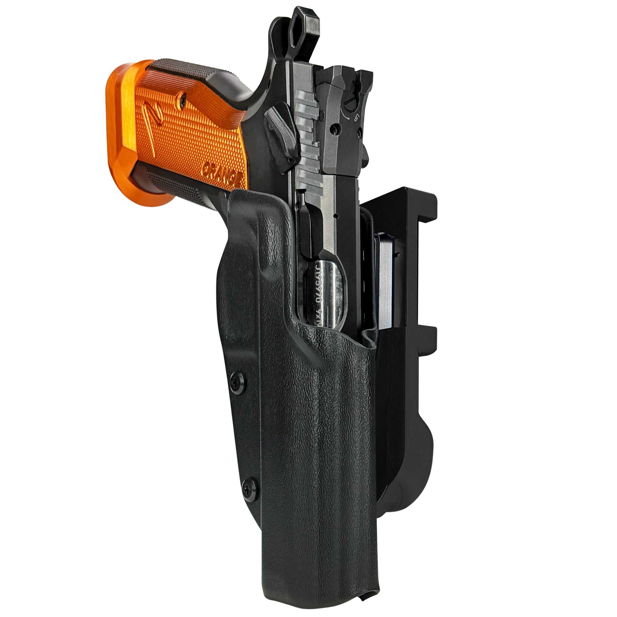 CZ TS2 Orange IDPA Quick Mount Holster with Black Belt Attachment, Black Holster Shell