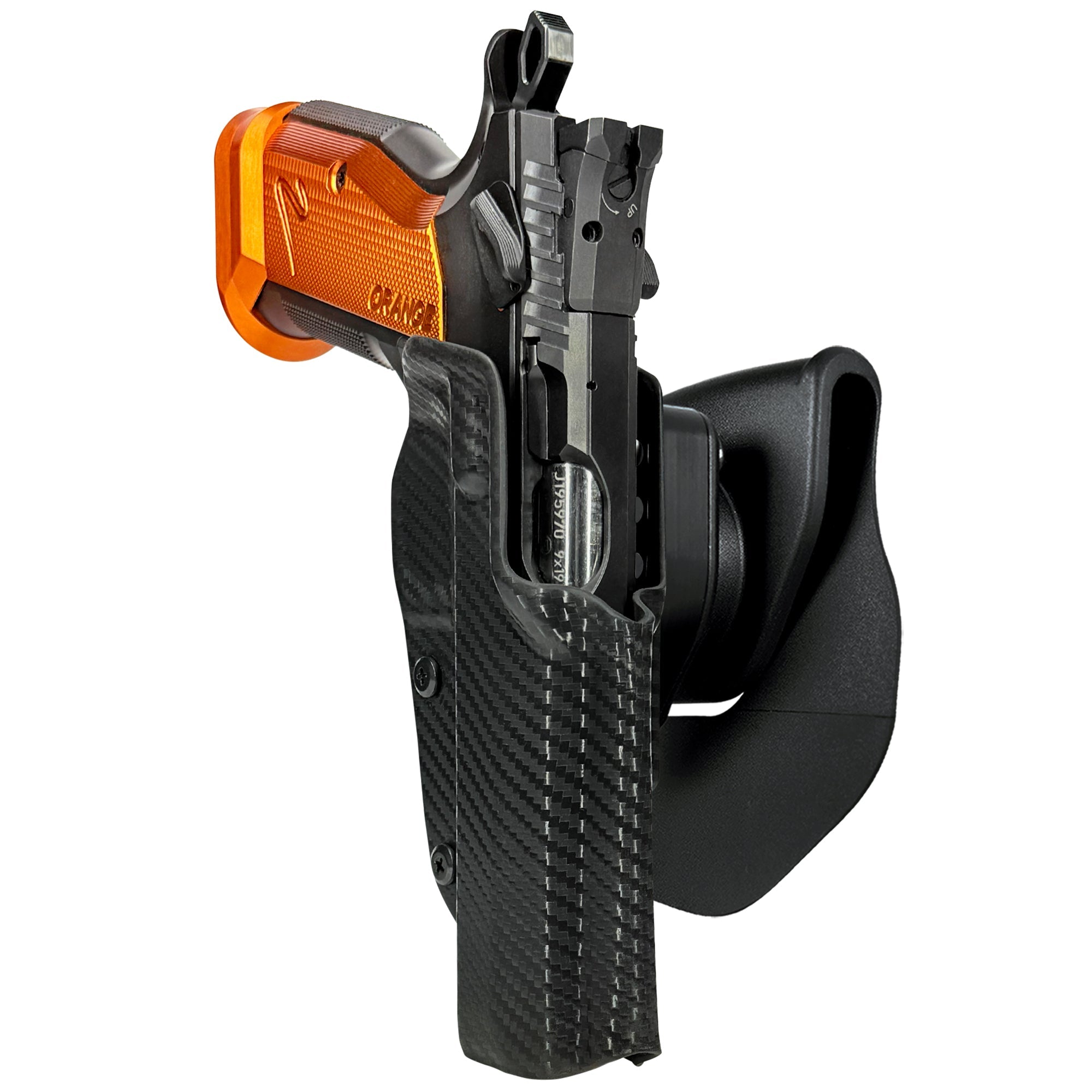 CZ TS2 Orange OWB Quick Release Paddle Holster in Carbon Fiber