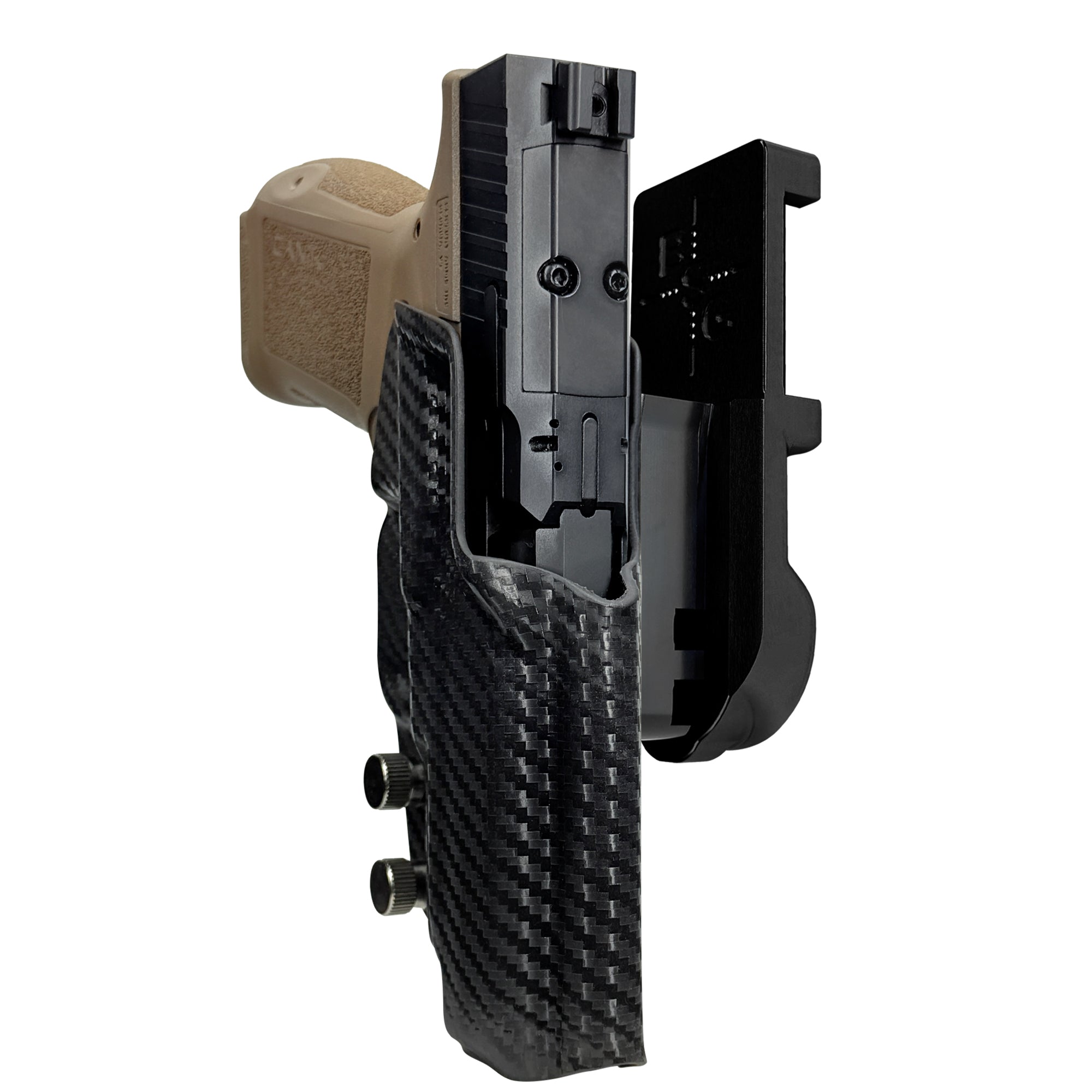 Canik METE MC9LS IPSC/USPA Quick Mount Holster with Black Belt Attachment, Carbon Fiber Holster Shell