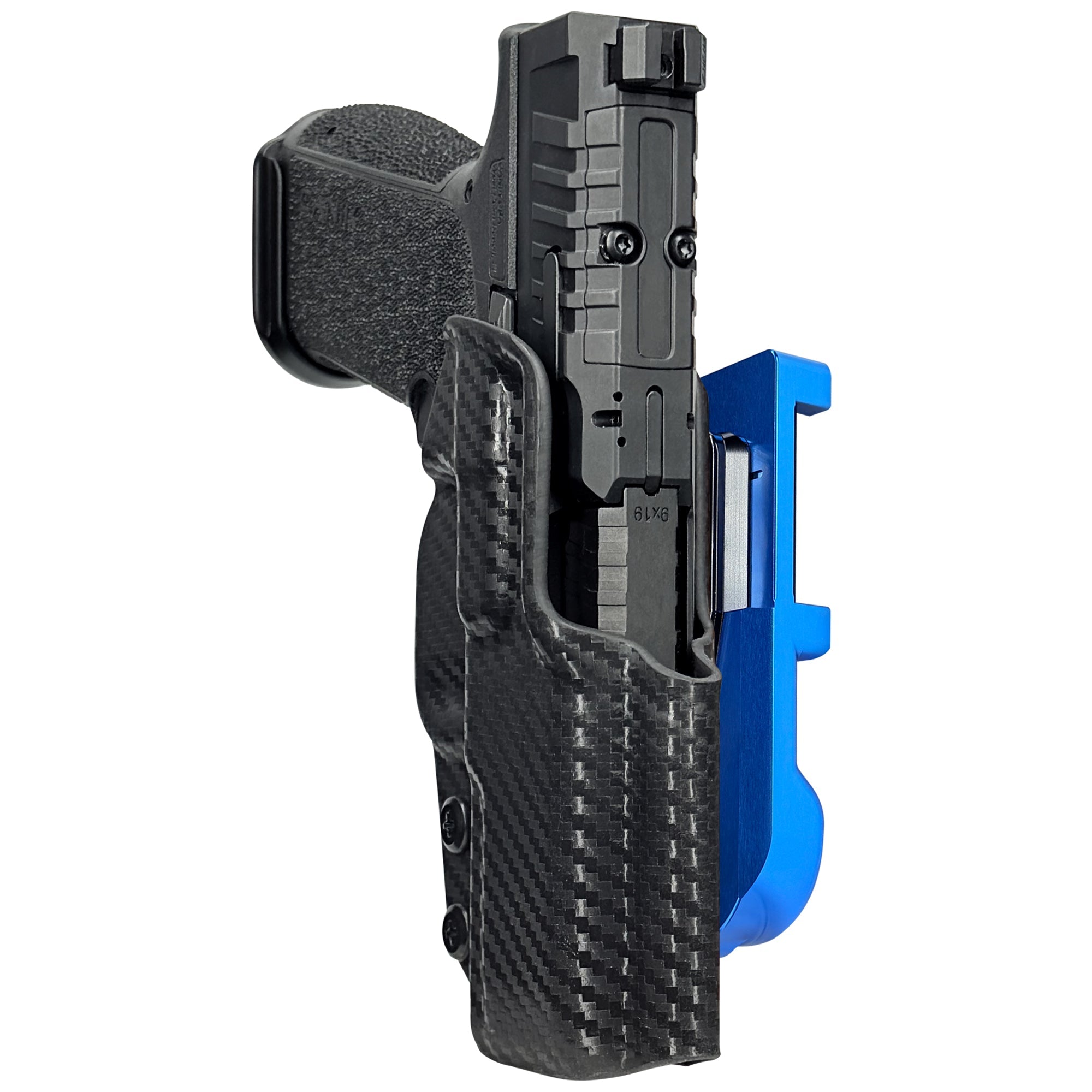 Canik MC9 PRIME IDPA Quick Mount Holster with Blue Belt Attachment, Carbon Fiber Holster Shell