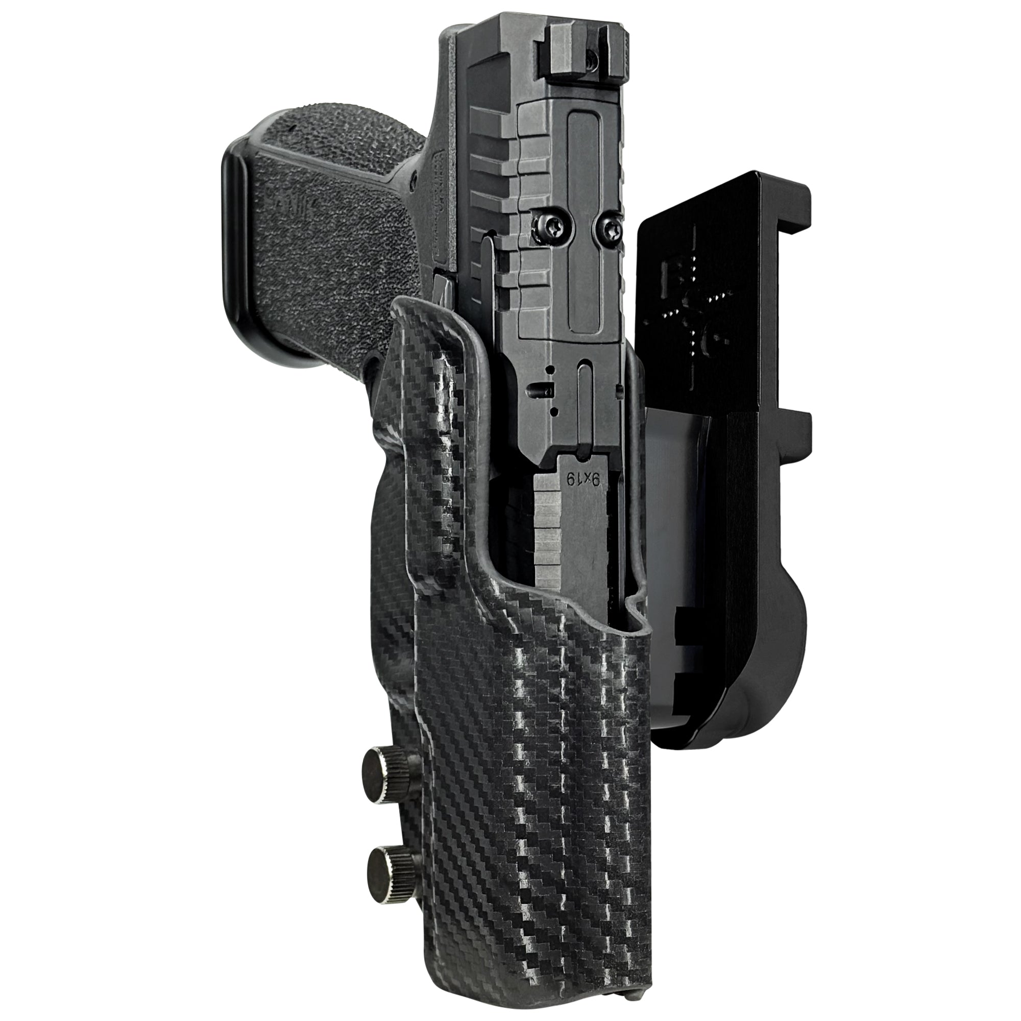 Canik MC9 PRIME IPSC/USPA Quick Mount Holster with Black Belt Attachment, Carbon Fiber Holster Shell