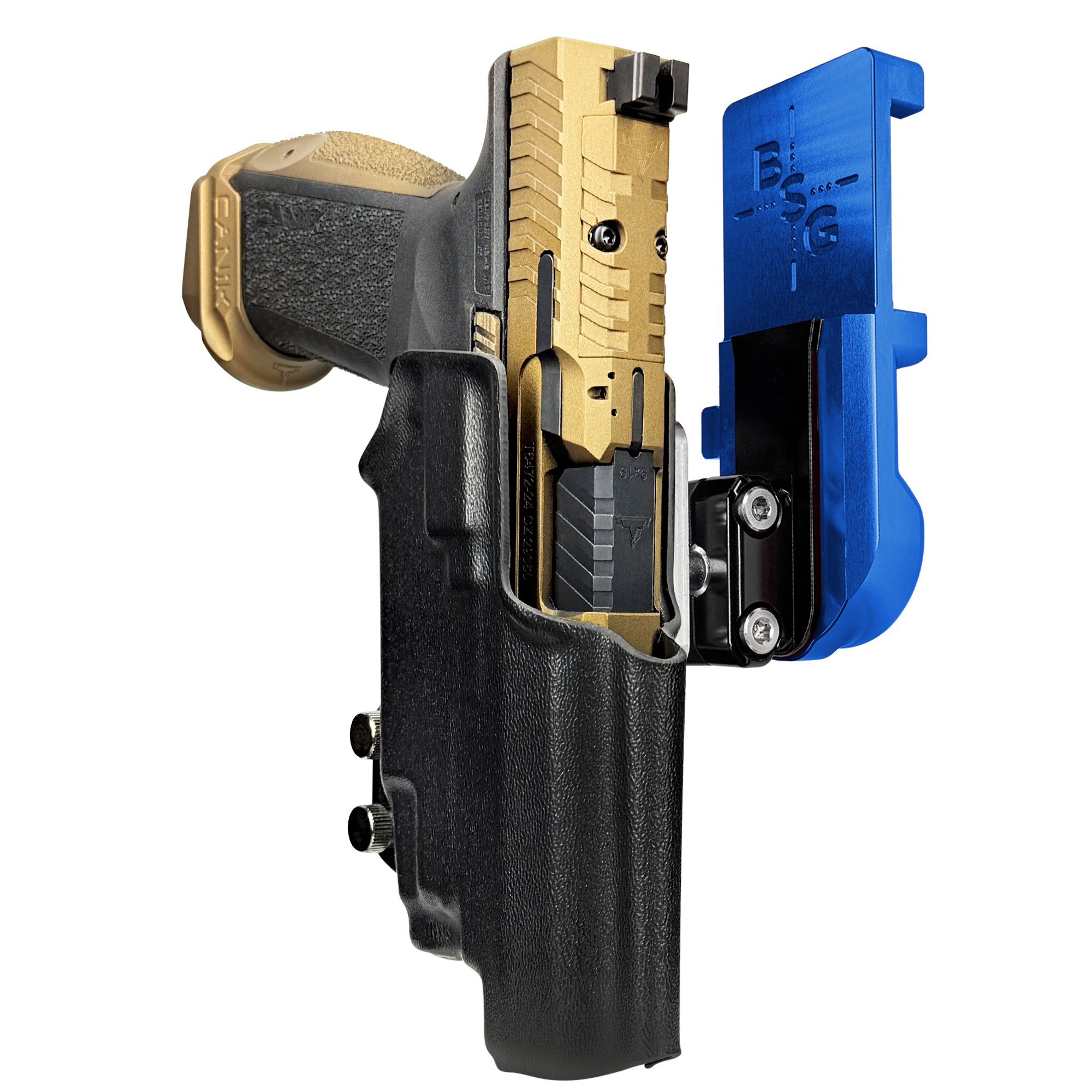 TTI Combat TLR-7X IPSC/USPA Quick Mount Ball Joint Holster with Blue Belt Attachment, Black Holster Shell