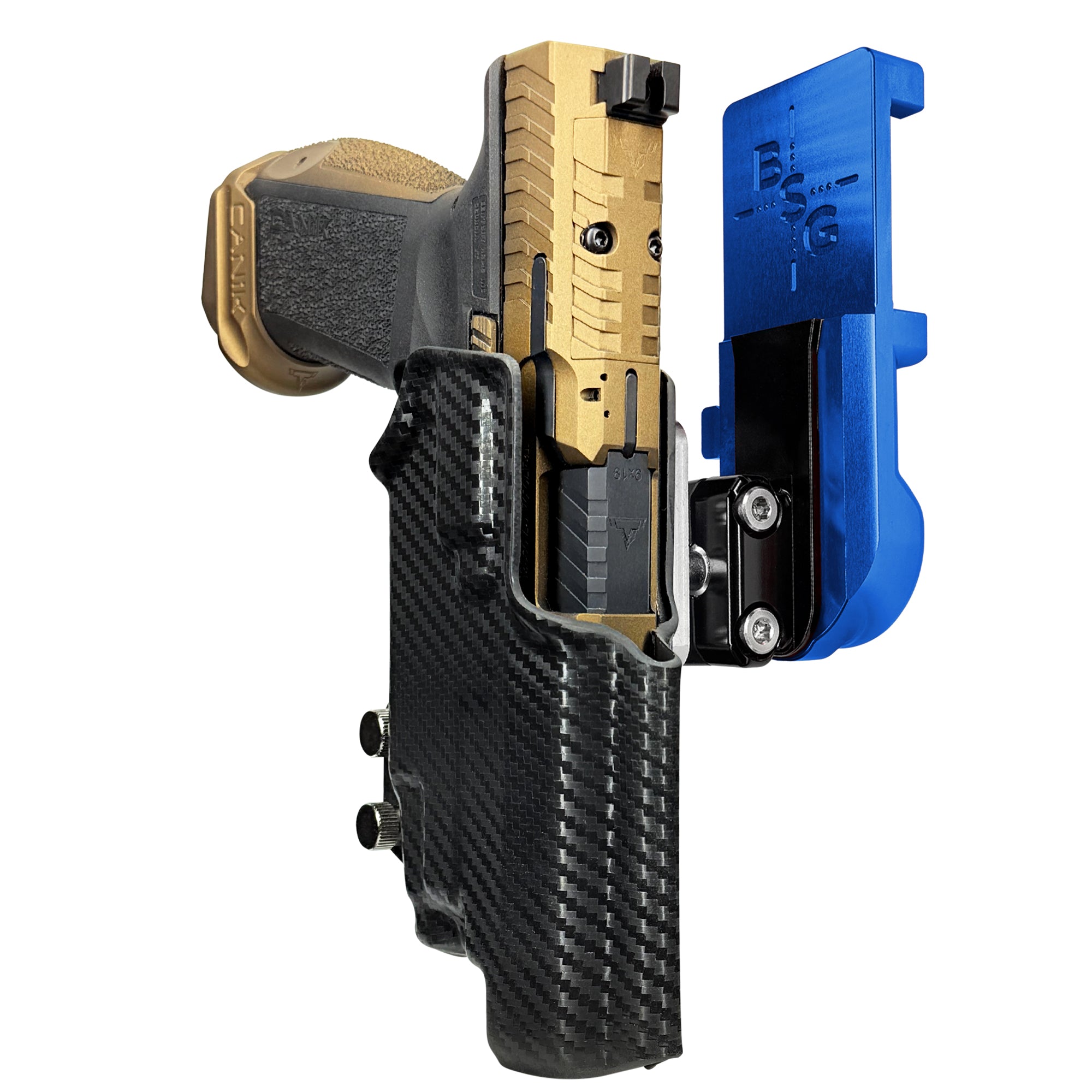 TTI Combat TLR-7X IPSC/USPA Quick Mount Ball Joint Holster with Blue Belt Attachment, Carbon Fiber Holster Shell