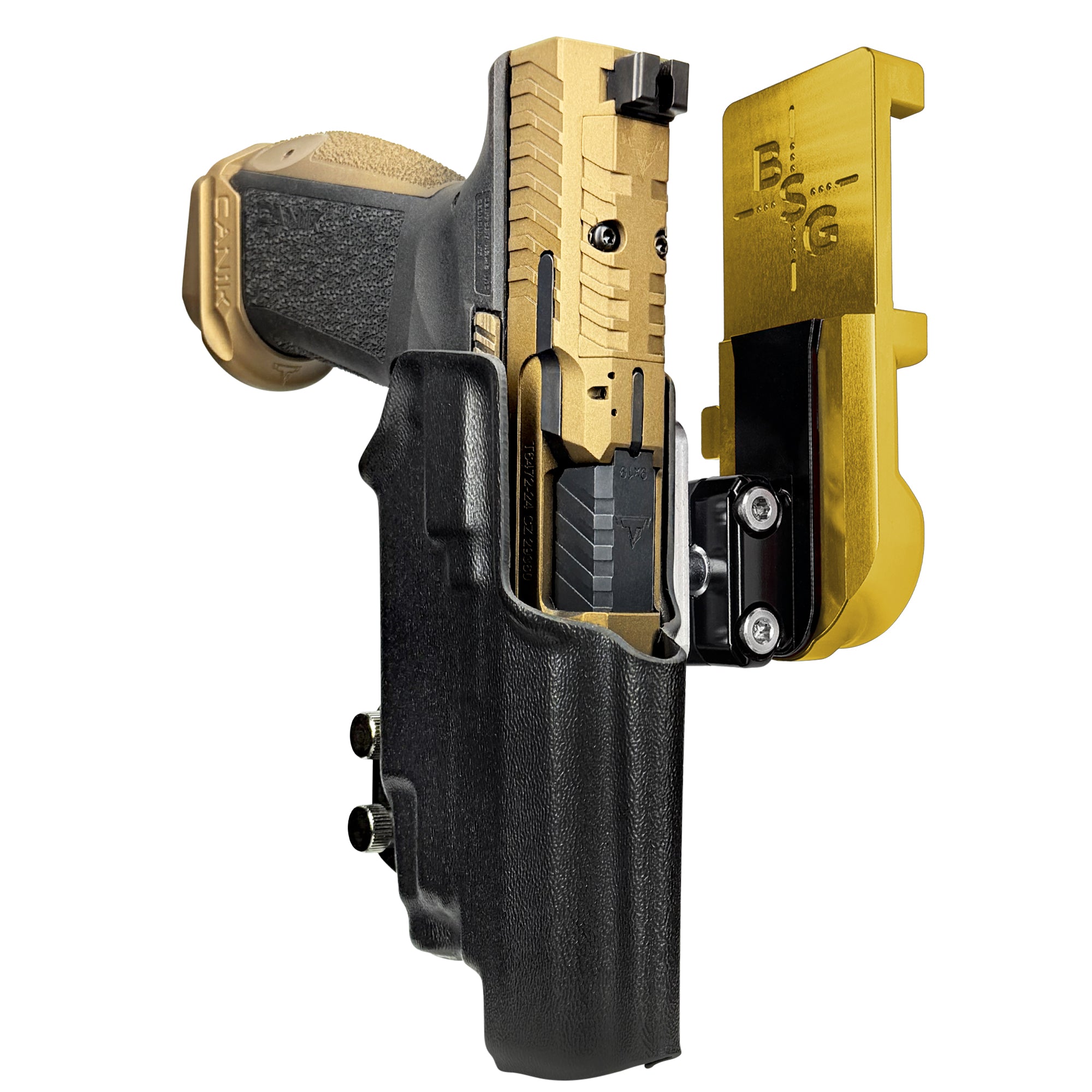TTI Combat TLR-7X IPSC/USPA Quick Mount Ball Joint Holster with 24K Gold Belt Attachment, Black Holster Shell