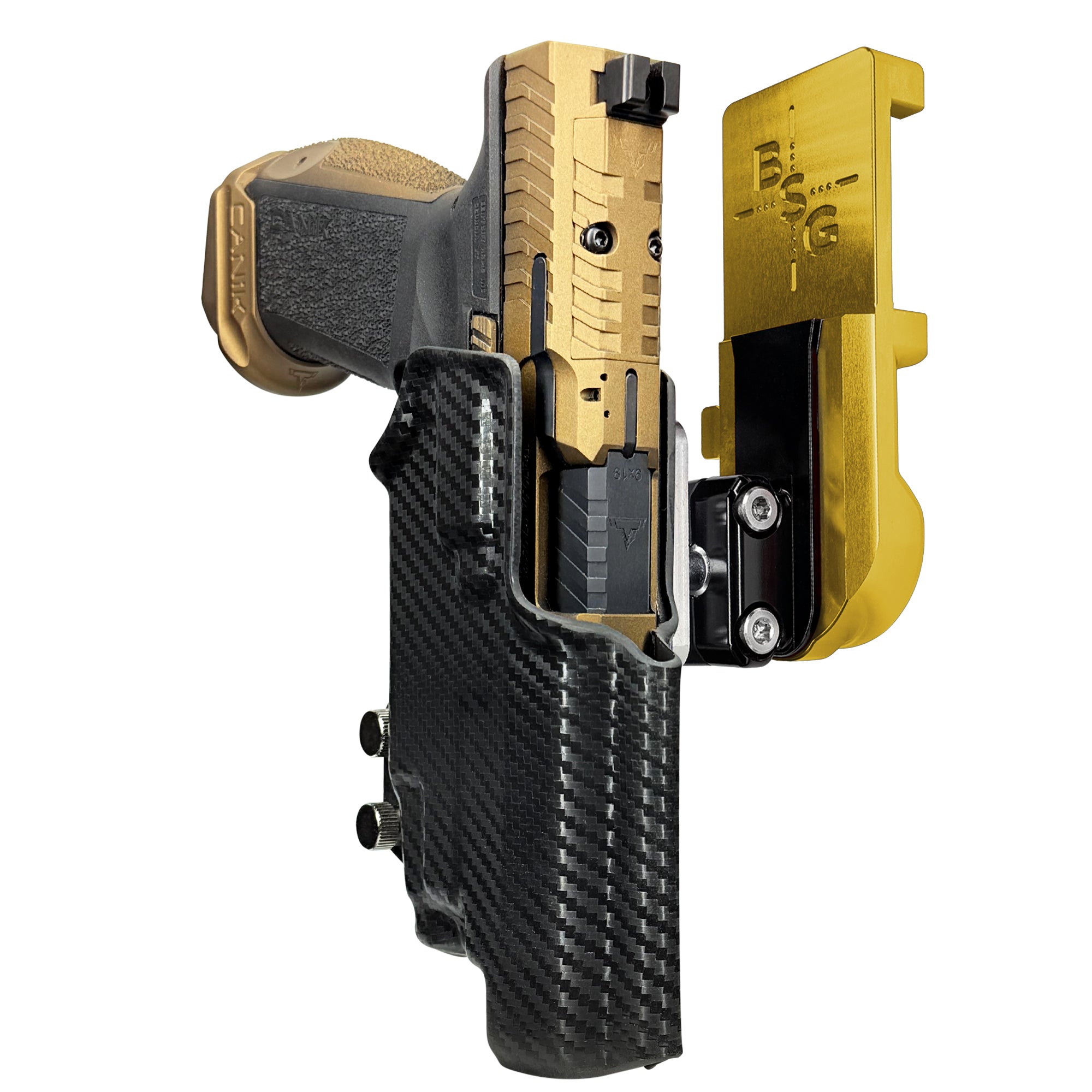 TTI Combat TLR-7X IPSC/USPA Quick Mount Ball Joint Holster with 24K Gold Belt Attachment, Carbon Fiber Holster Shell