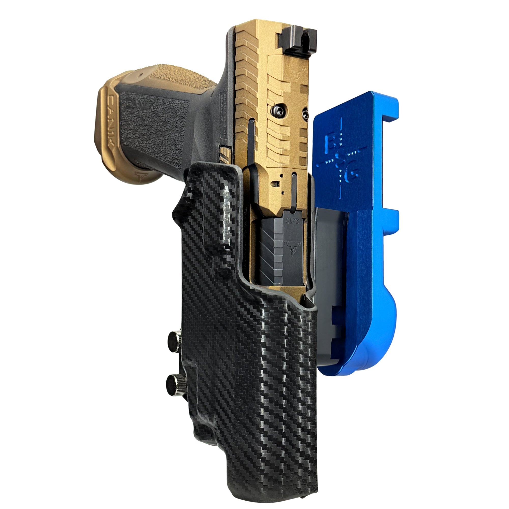 TTI Combat TLR-7X IPSC/USPA Quick Mount Holster with Blue Belt Attachment, Carbon Fiber Holster Shell