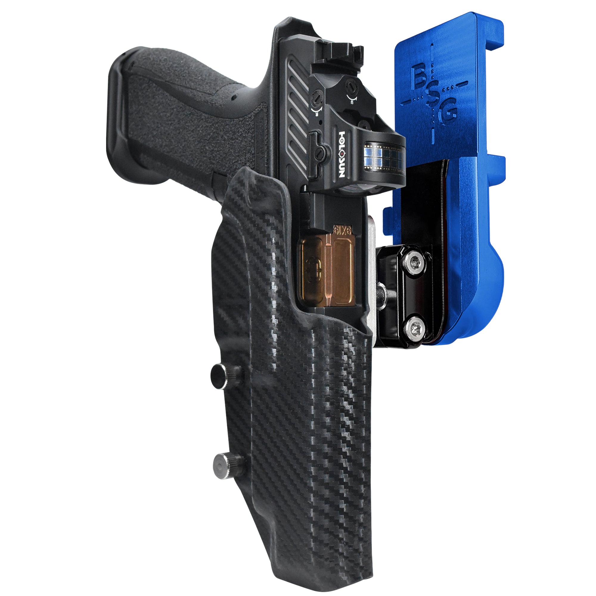 Shadow Systems DR920L IPSC/USPA Quick Mount Ball Joint Holster with Blue Belt Attachment, Carbon Fiber Holster Shell