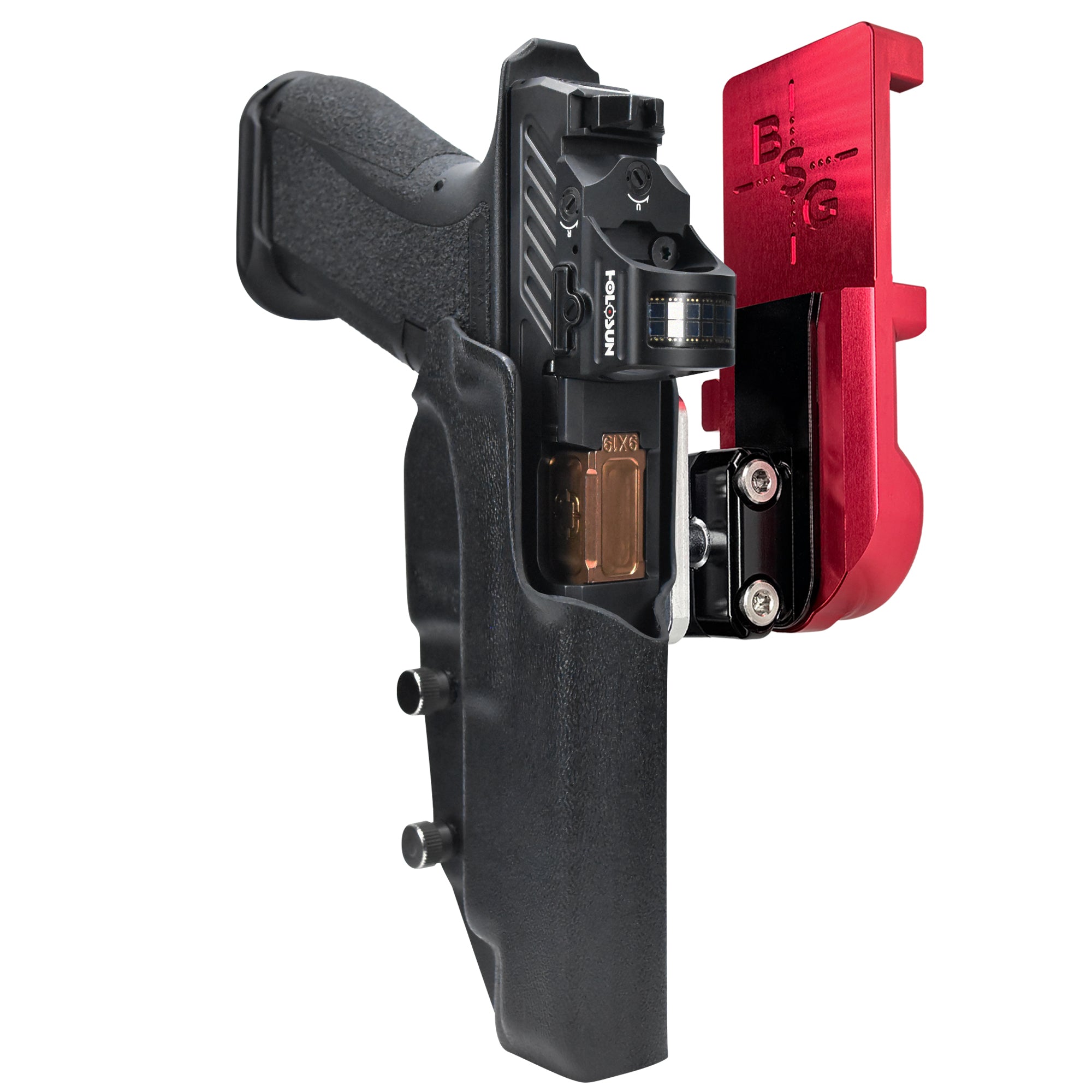Shadow Systems DR920L IPSC/USPA Quick Mount Ball Joint Holster with Red Belt Attachment, Black Holster Shell