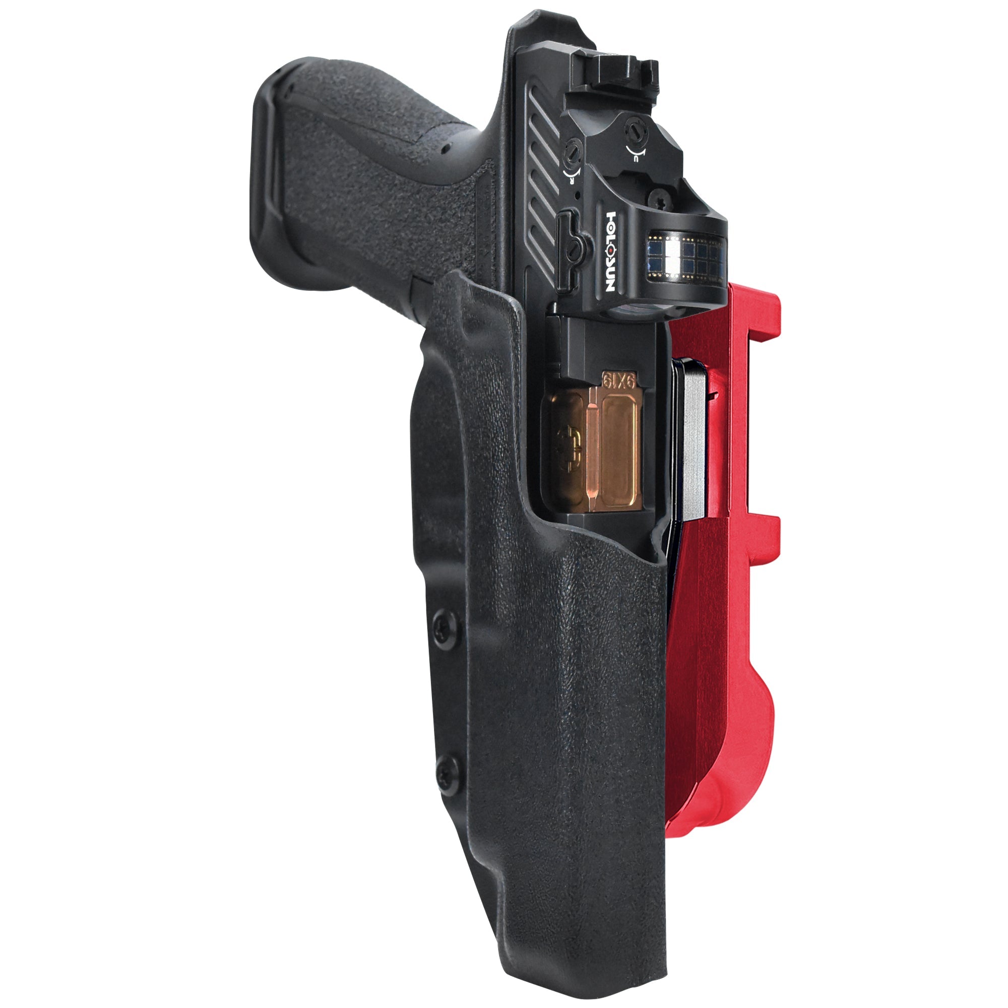 Shadow Systems DR920L IDPA Quick Mount Holster with Red Belt Attachment, Black Holster Shell