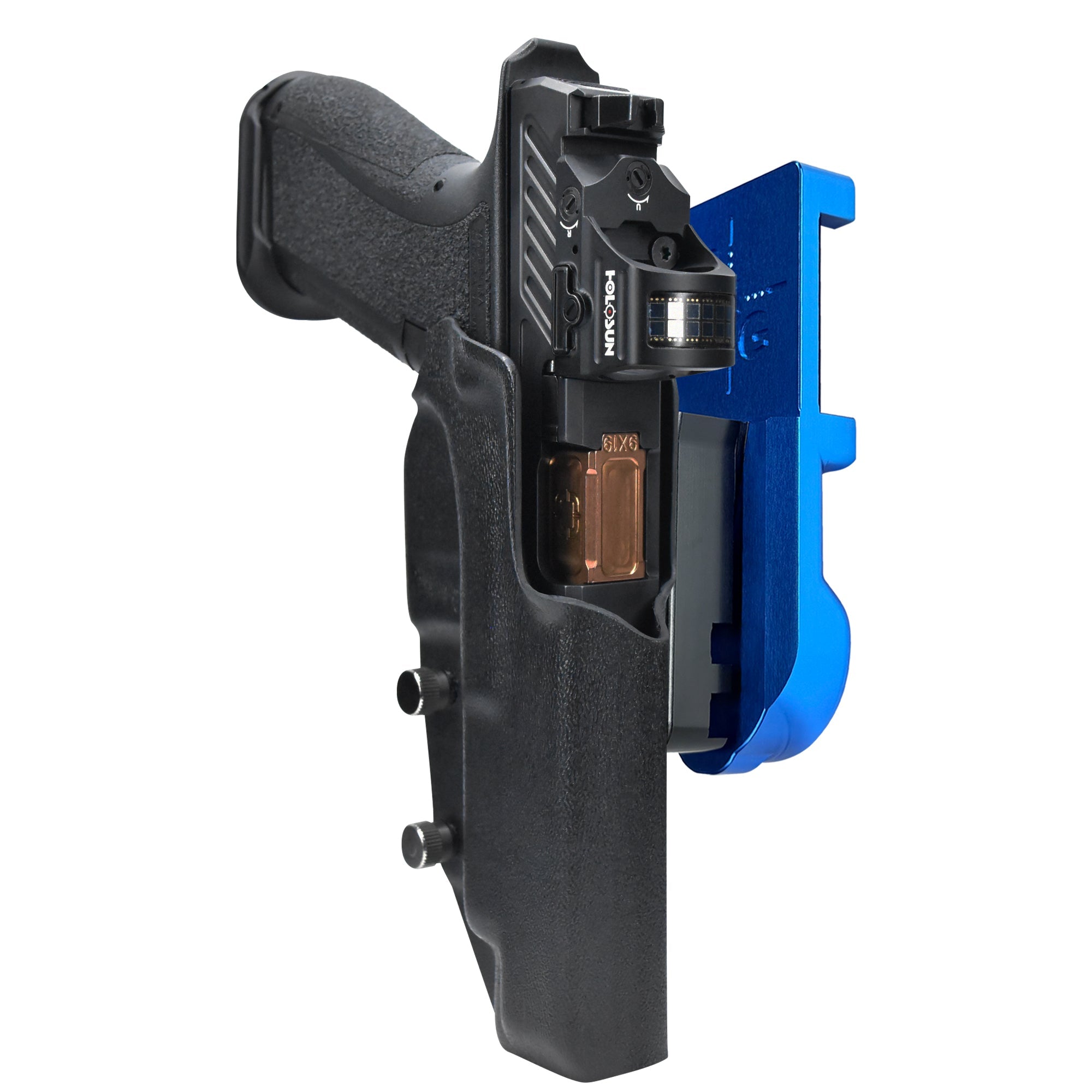Shadow Systems DR920L IPSC/USPA Quick Mount Holster with Blue Belt Attachment, Black Holster Shell