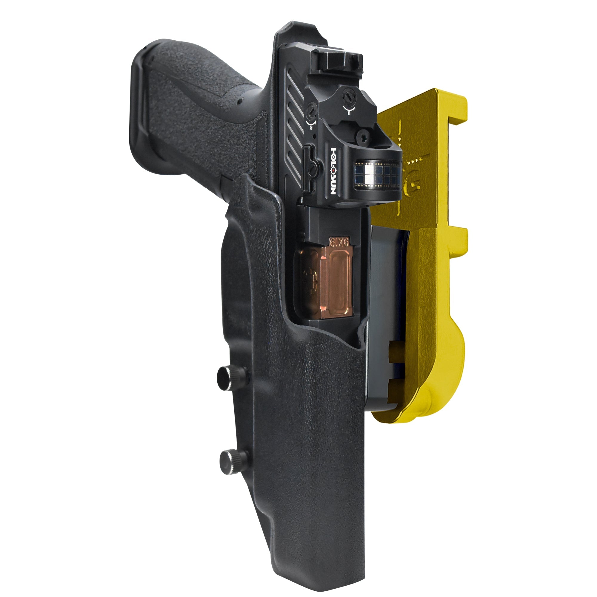 Shadow Systems DR920L IPSC/USPA Quick Mount Holster with 24K Gold Belt Attachment, Black Holster Shell