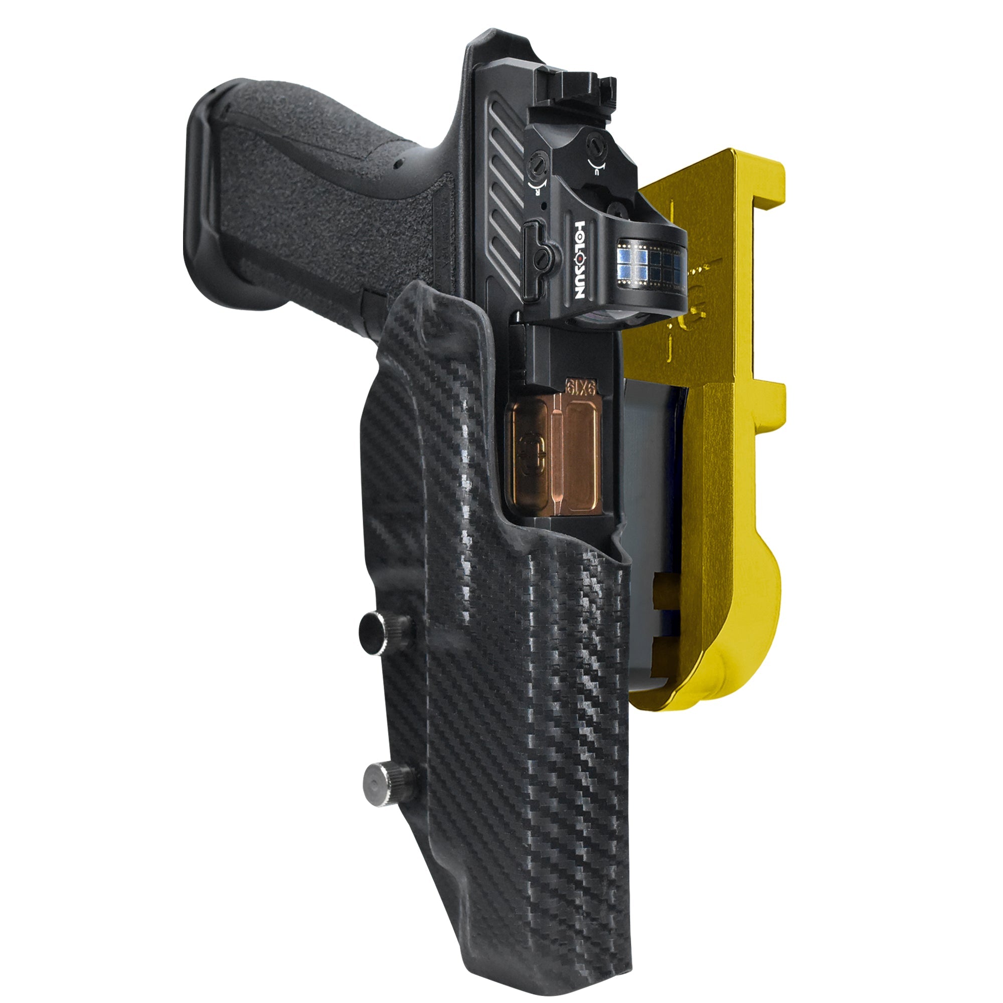 Shadow Systems DR920L IPSC/USPA Quick Mount Holster with 24K Gold Belt Attachment, Carbon Fiber Holster Shell