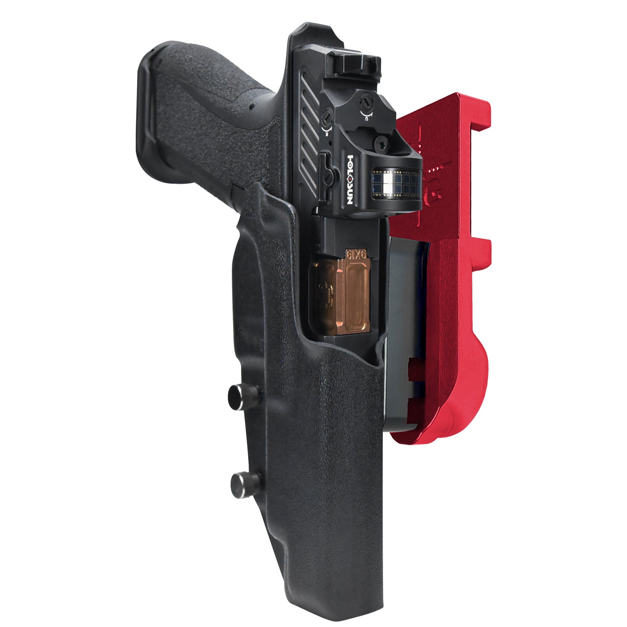 Shadow Systems DR920L IPSC/USPA Quick Mount Holster with Red Belt Attachment, Black Holster Shell