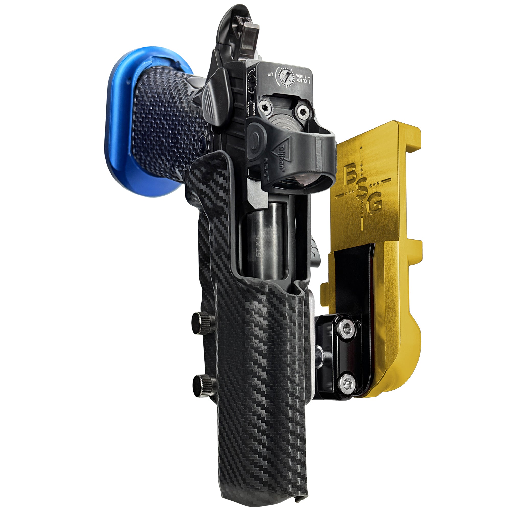 MPA DS9 Hybrid IPSC/USPA Quick Mount Ball Joint Holster with 24K Gold Belt Attachment, Carbon Fiber Holster Shell