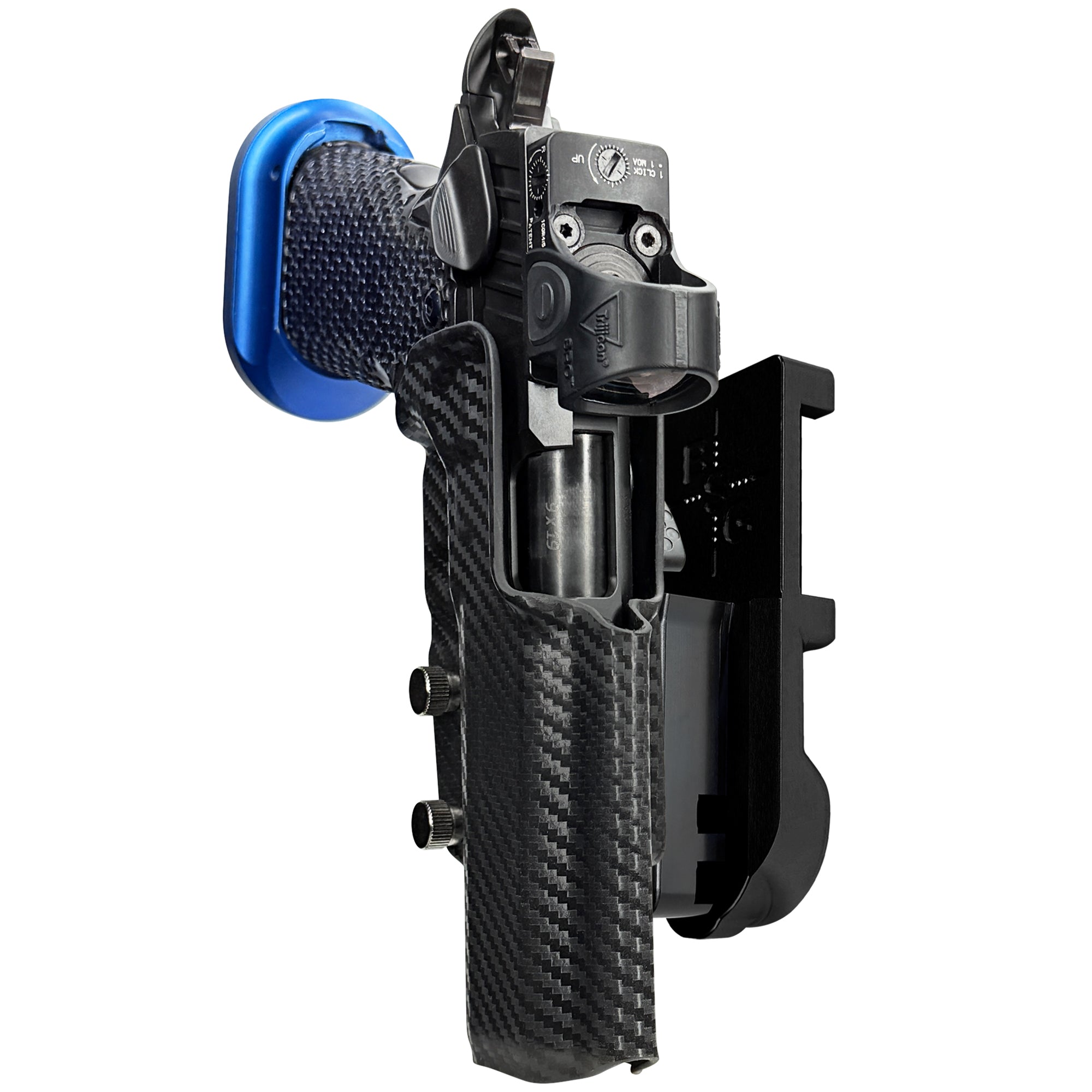 MPA DS9 Hybrid IPSC/USPA Quick Mount Holster with Black Belt Attachment, Carbon Fiber Holster Shell