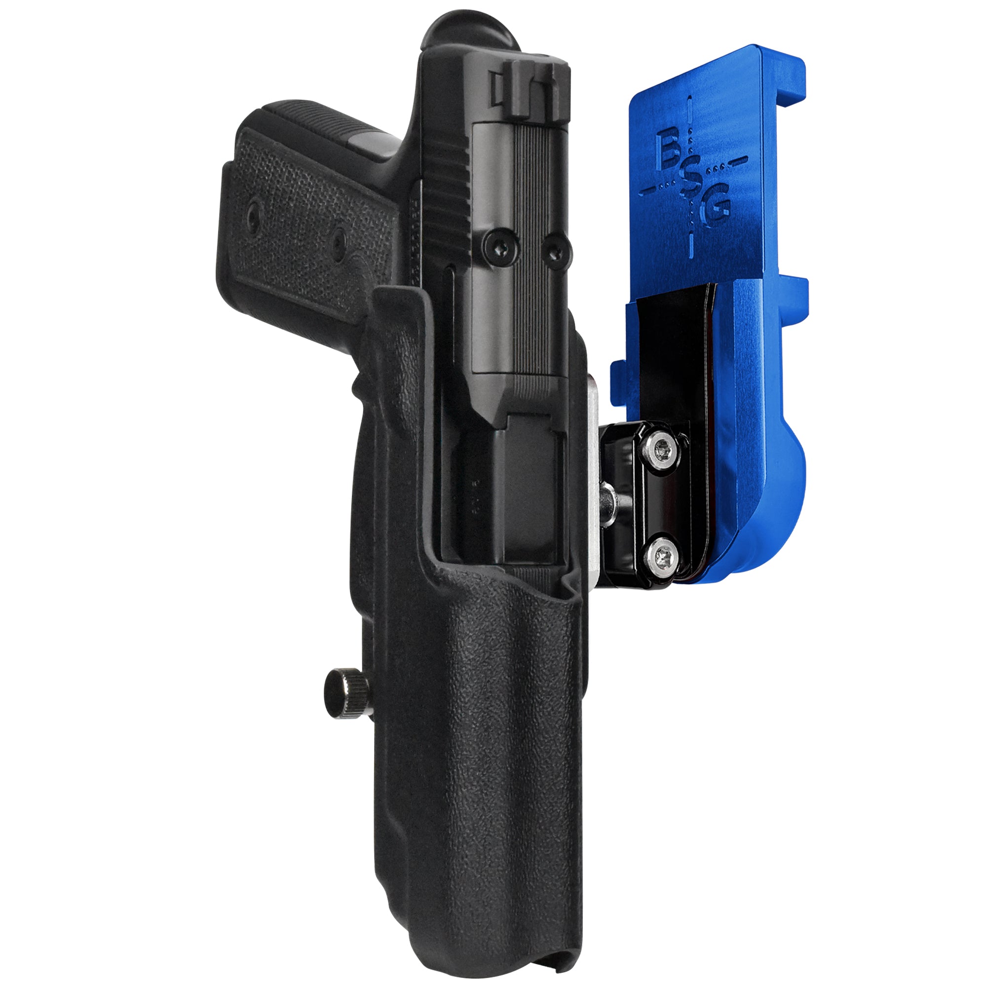 Daniel Defense H9 IPSC/USPA Quick Mount Ball Joint Holster with Blue Belt Attachment, Black Holster Shell