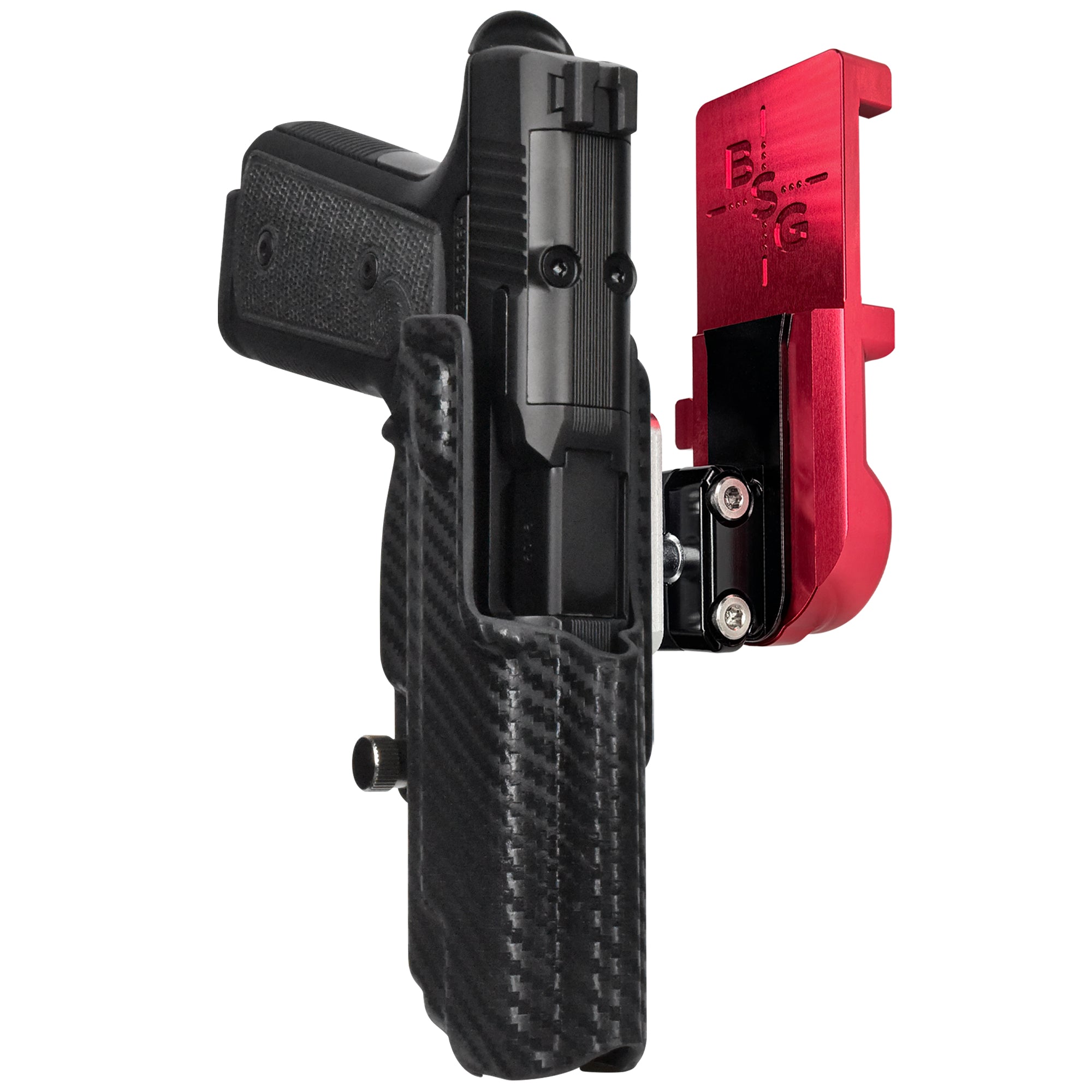 Daniel Defense H9 IPSC/USPA Quick Mount Ball Joint Holster with Red Belt Attachment, Carbon Fiber Holster Shell