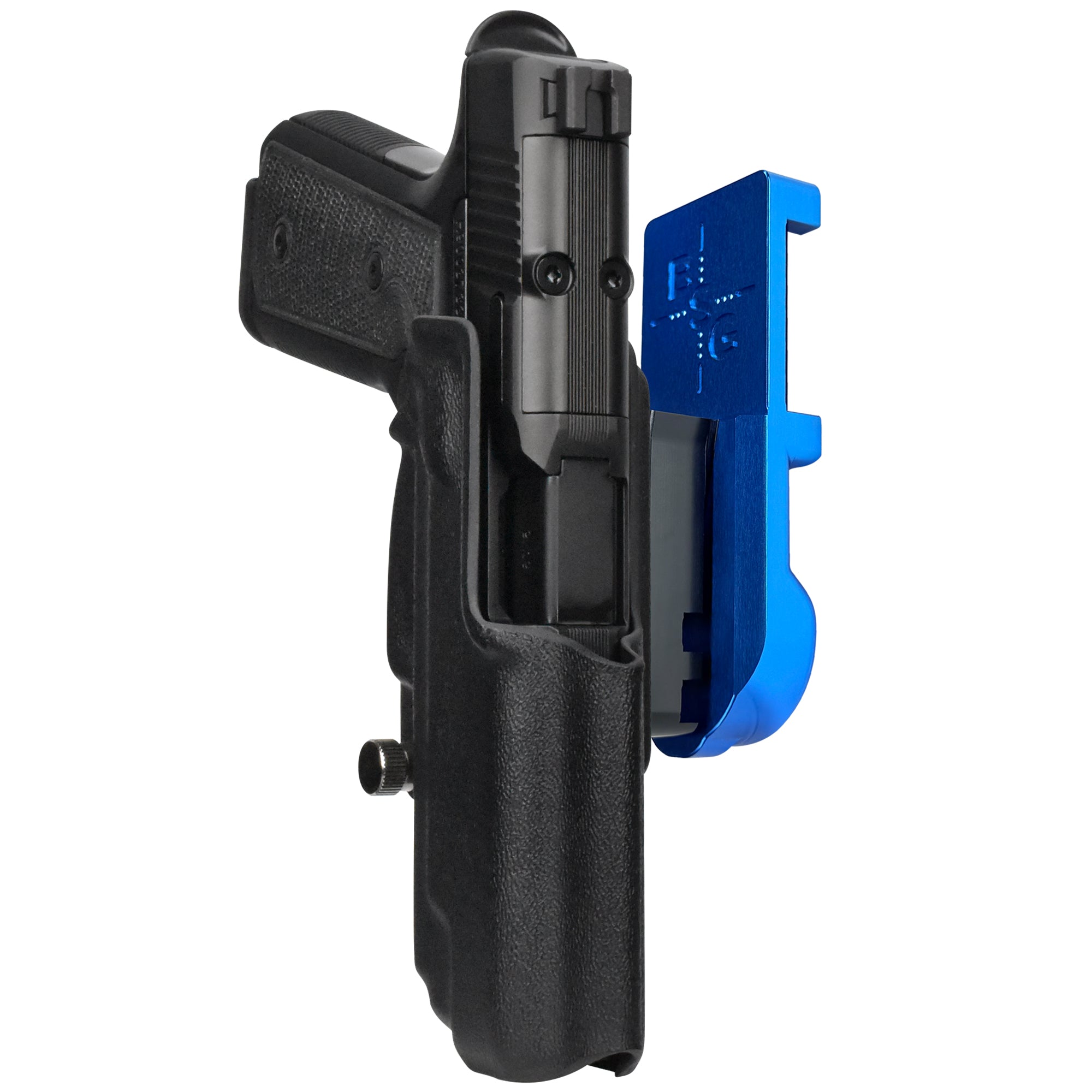 Daniel Defense H9 IPSC/USPA Quick Mount Holster with Blue Belt Attachment, Black Holster Shell