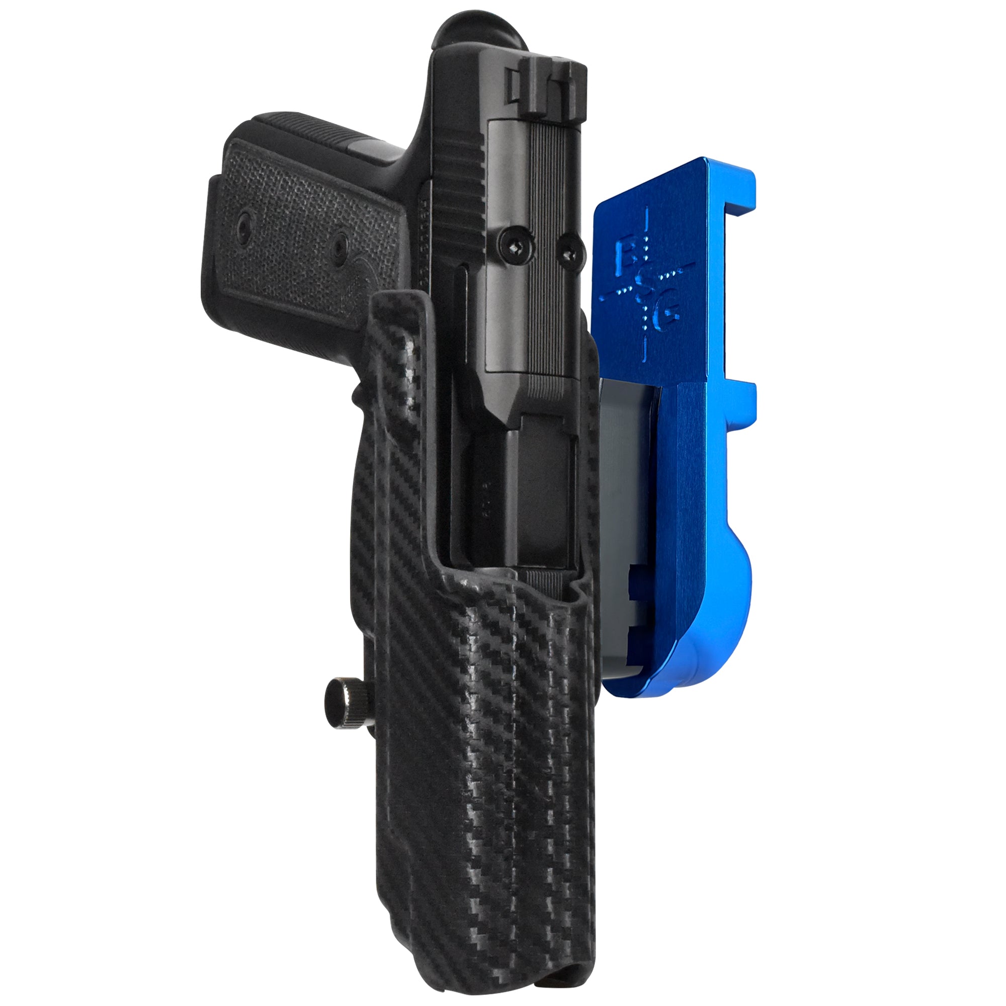 Daniel Defense H9 IPSC/USPA Quick Mount Holster with Blue Belt Attachment, Carbon Fiber Holster Shell