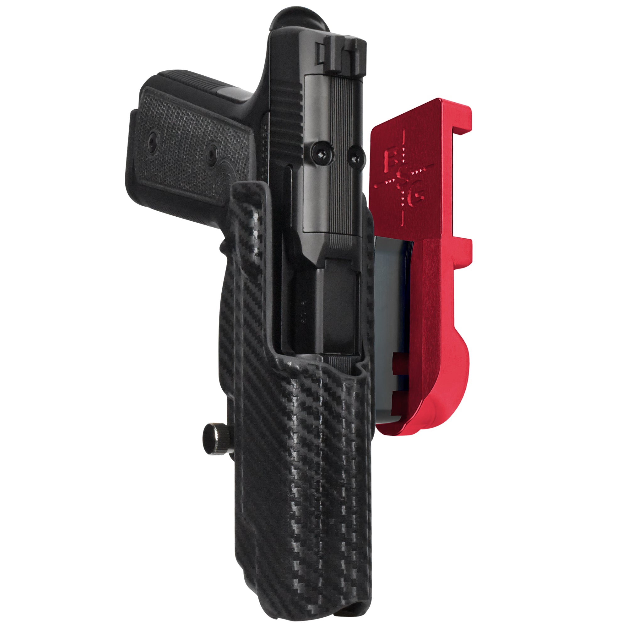 Daniel Defense H9 IPSC/USPA Quick Mount Holster with Red Belt Attachment, Carbon Fiber Holster Shell