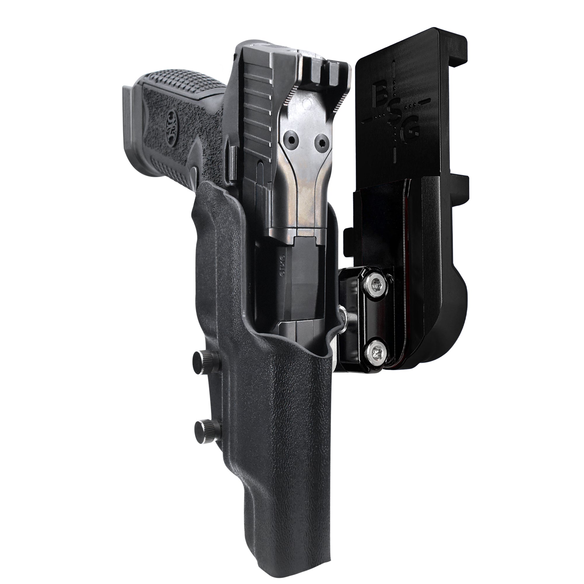 FN 509 LS Edge IPSC/USPA Quick Mount Ball Joint Holster with Black Belt Attachment, Black Holster Shell