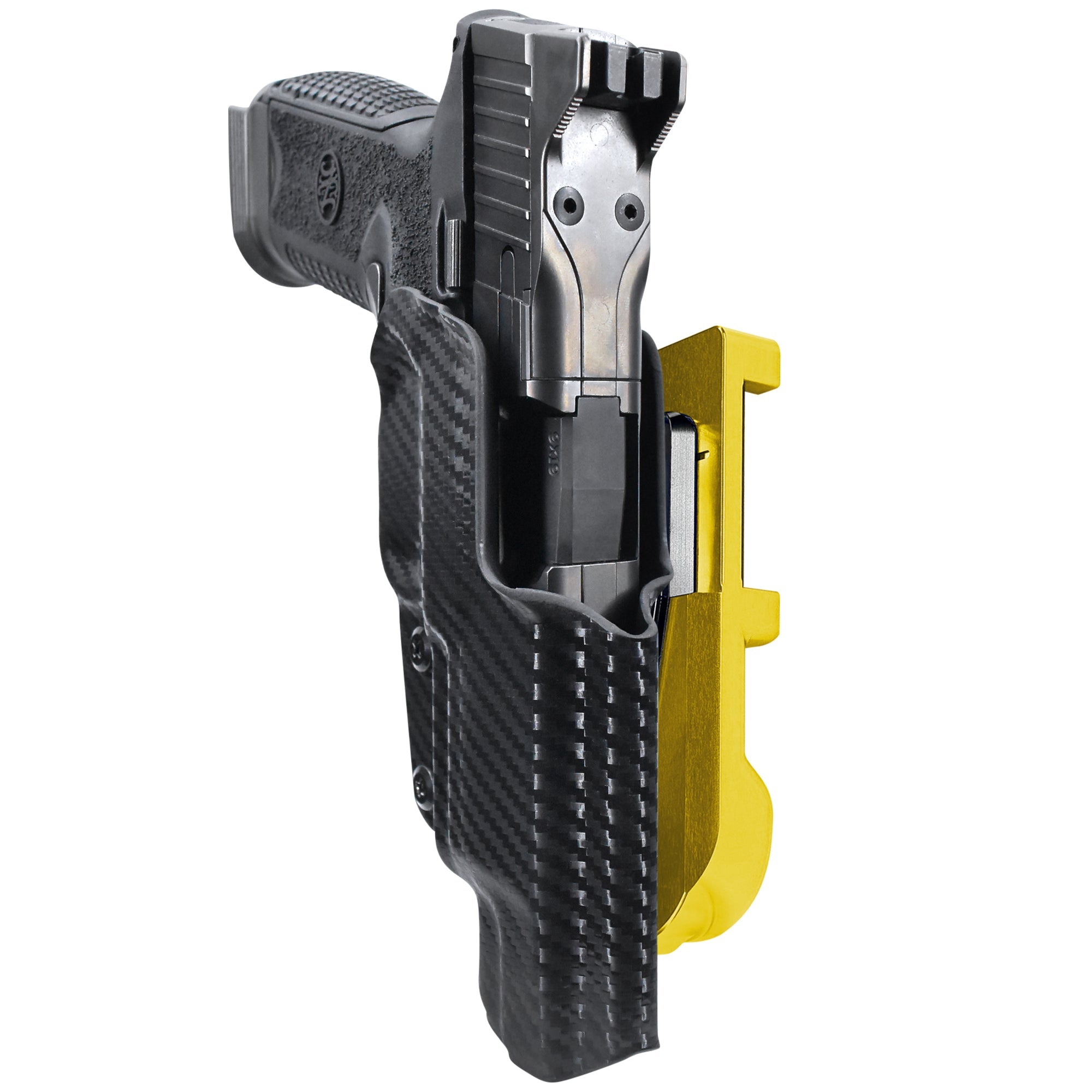 FN 509 LS Edge IDPA Quick Mount Holster with 24K Gold Belt Attachment, Carbon Fiber Holster Shell