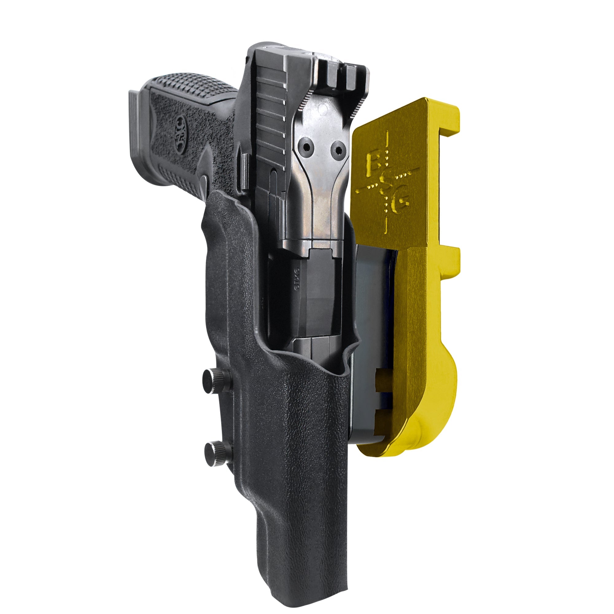 FN 509 LS Edge IPSC/USPA Quick Mount Holster with 24K Gold Belt Attachment, Black Holster Shell