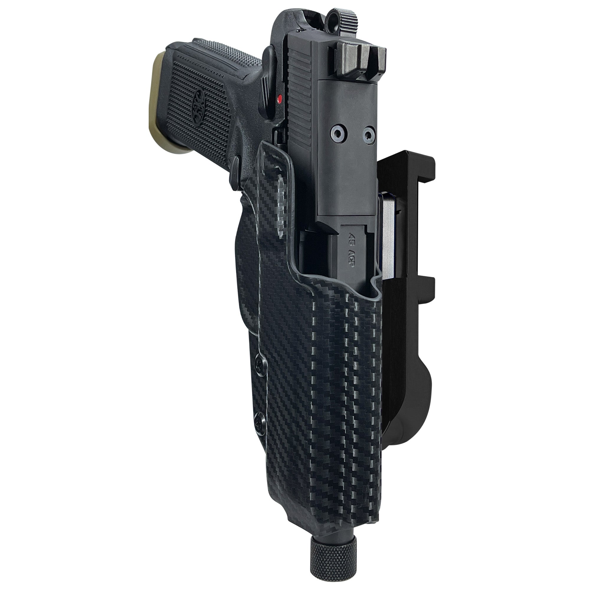 FN FNX 45 Tactical IDPA Quick Mount Holster with Black Belt Attachment, Carbon Fiber Holster Shell