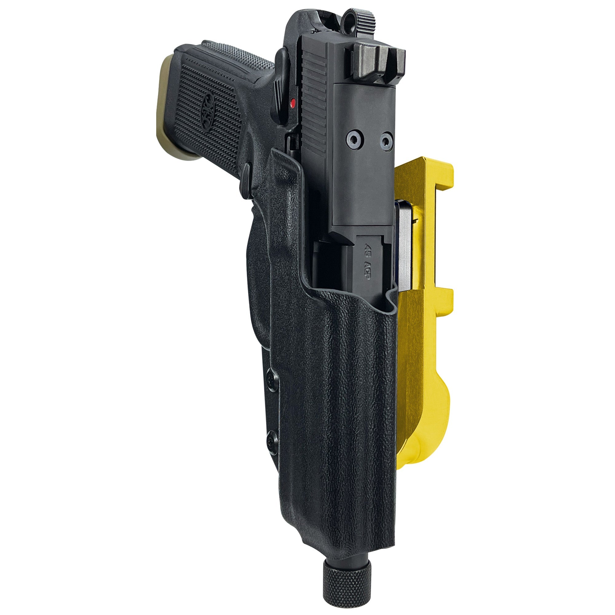 FN FNX 45 Tactical IDPA Quick Mount Holster with 24K Gold Belt Attachment, Black Holster Shell