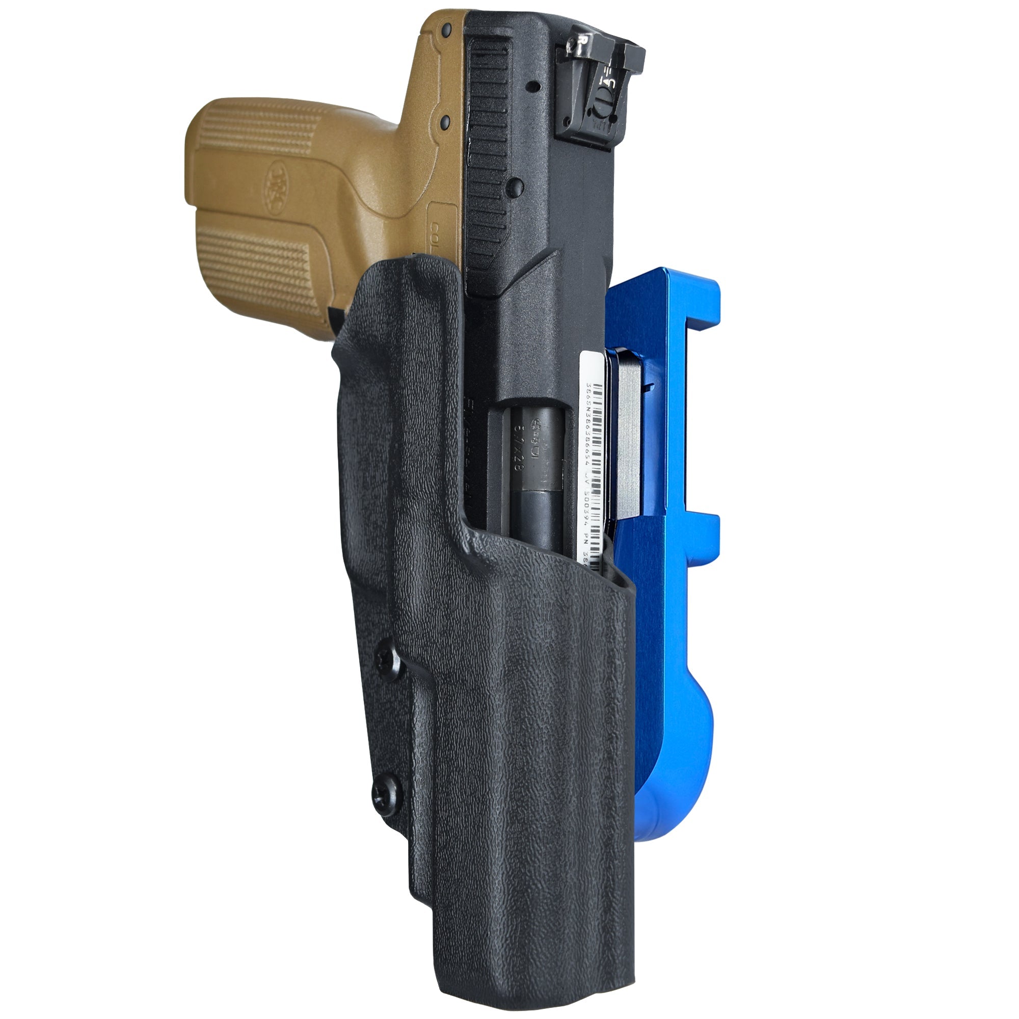 FN Five-seveN MK1 IDPA Quick Mount Holster with Blue Belt Attachment, Black Holster Shell