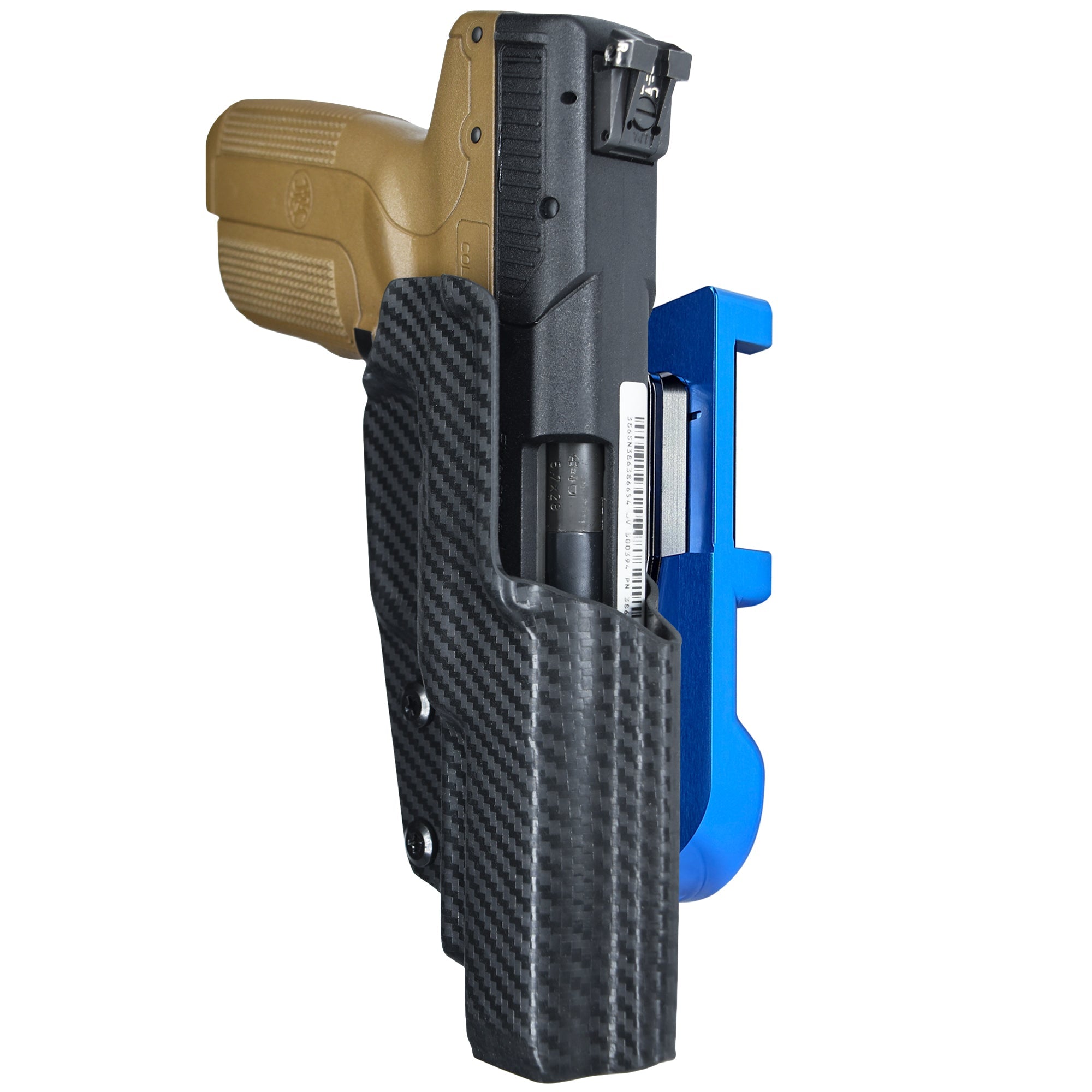 FN Five-seveN MK1 IDPA Quick Mount Holster with Blue Belt Attachment, Carbon Fiber Holster Shell
