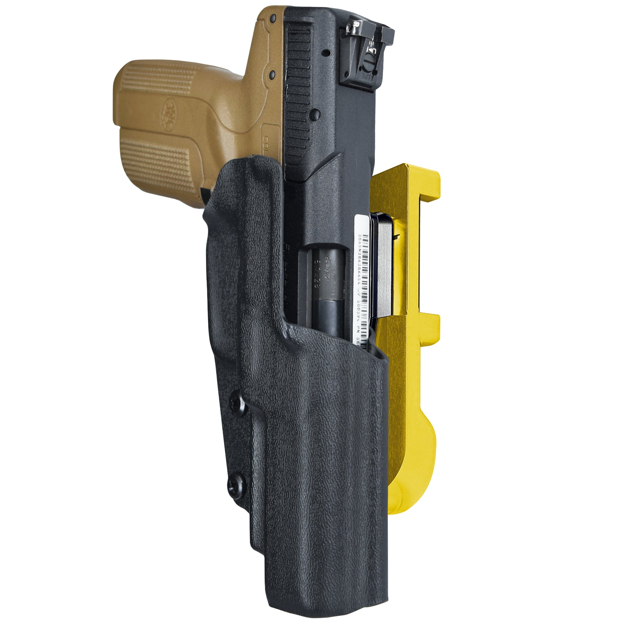 FN Five-seveN MK1 IDPA Quick Mount Holster with 24K Gold Belt Attachment, Black Holster Shell