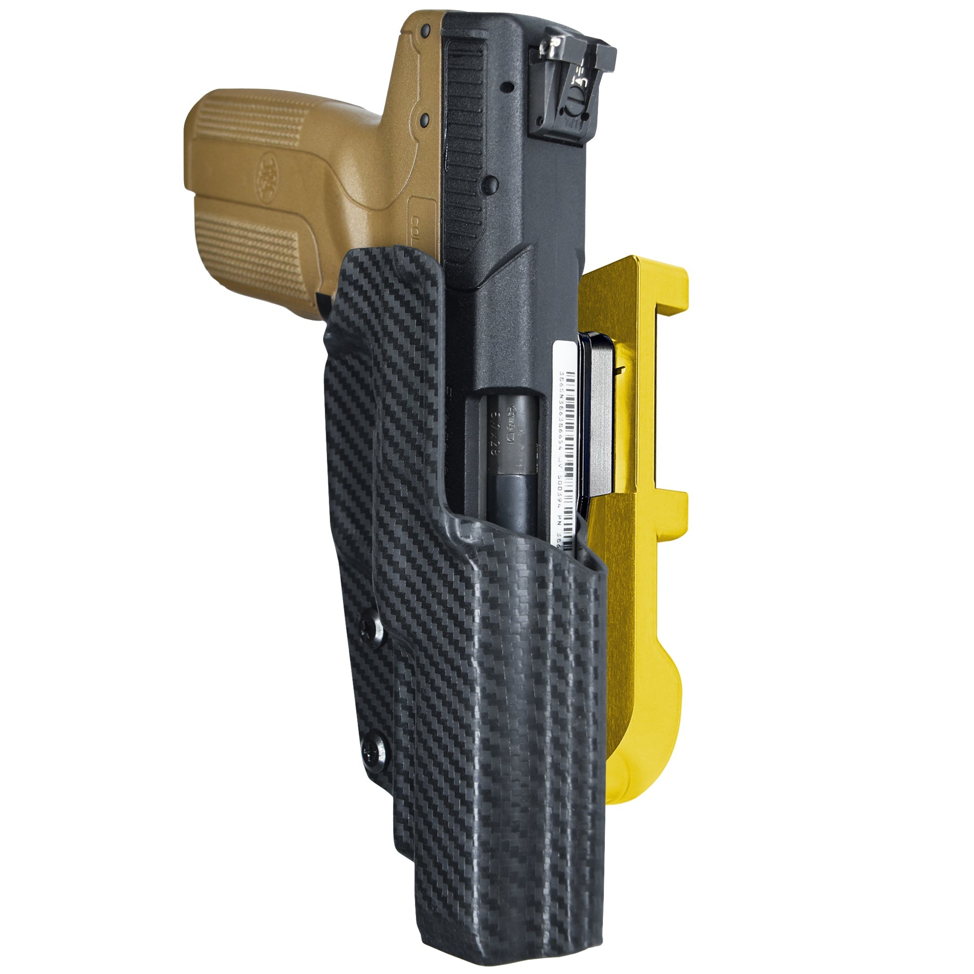 FN Five-seveN MK1 IDPA Quick Mount Holster with 24K Gold Belt Attachment, Carbon Fiber Holster Shell