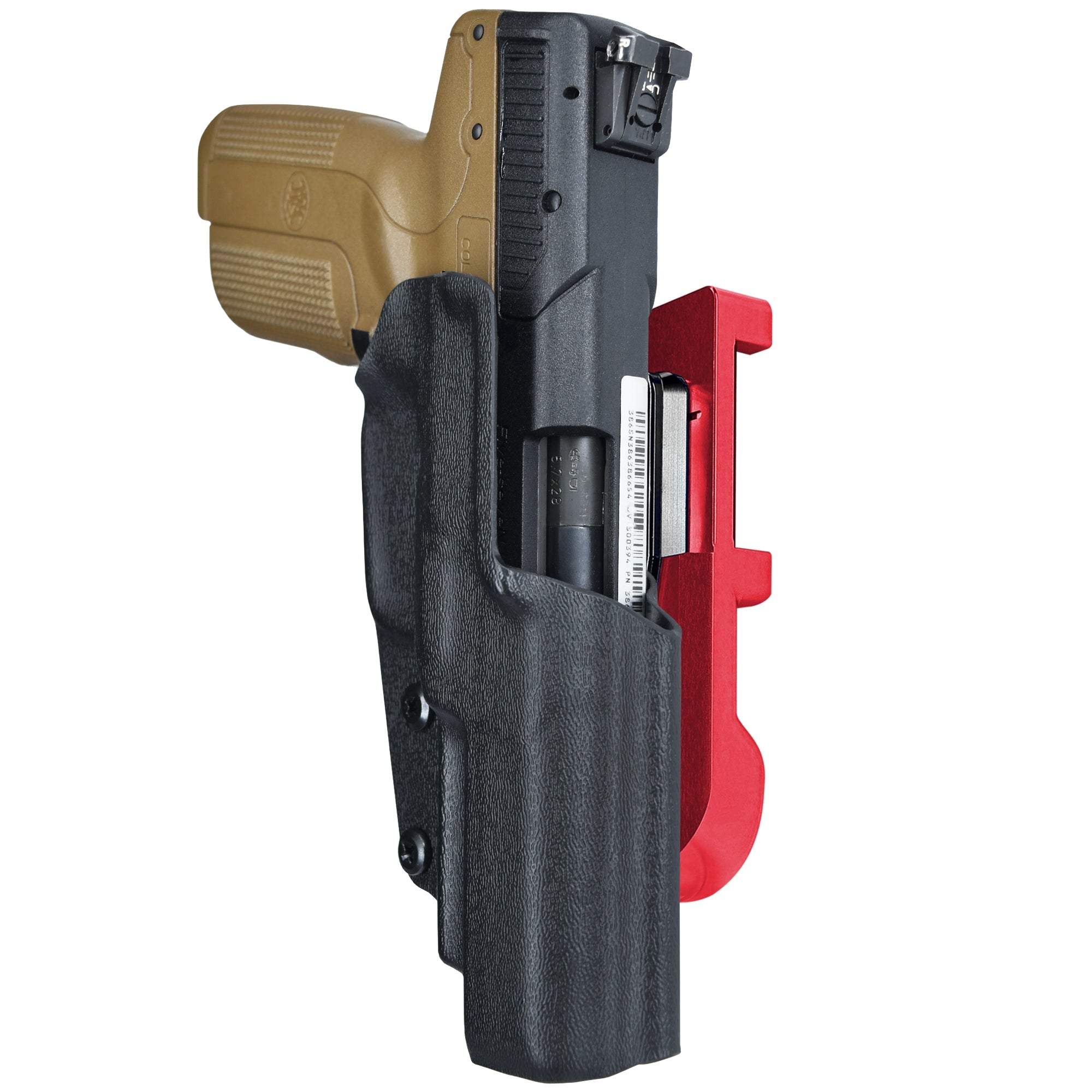 FN Five-seveN MK1 IDPA Quick Mount Holster with Red Belt Attachment, Black Holster Shell