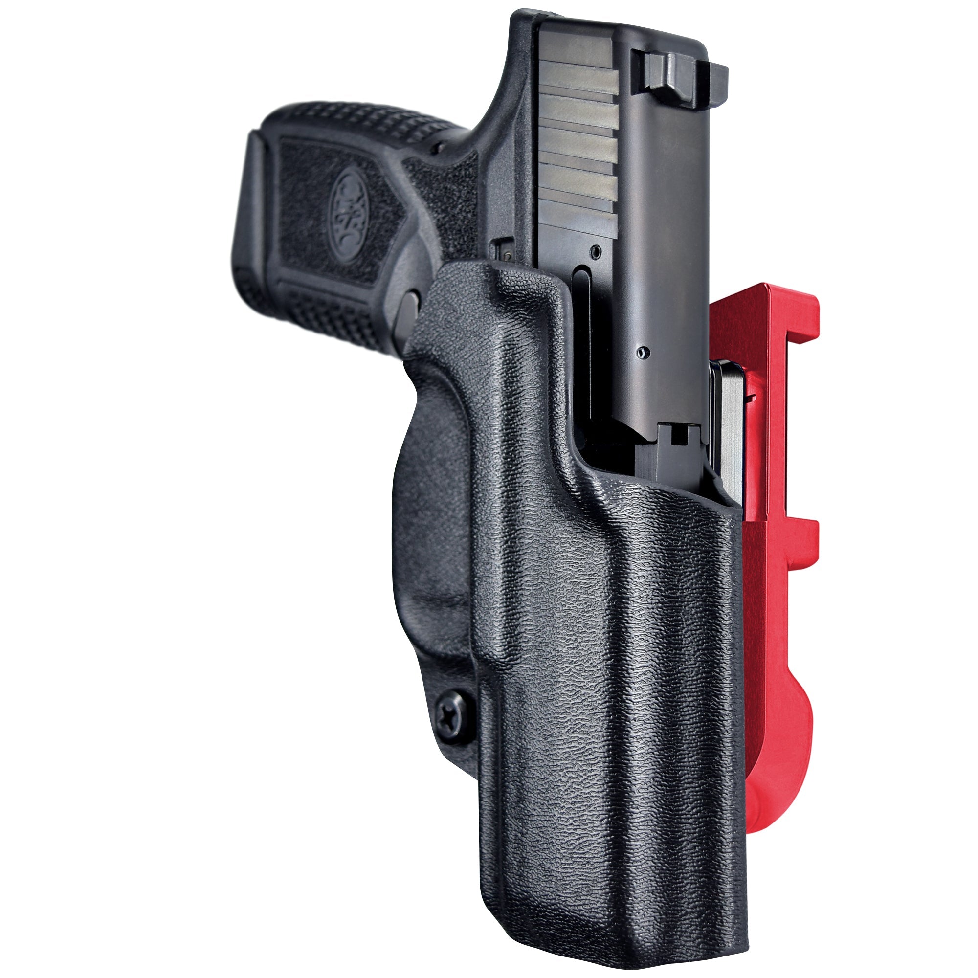 FN Reflex IDPA Quick Mount Holster with Red Belt Attachment, Black Holster Shell
