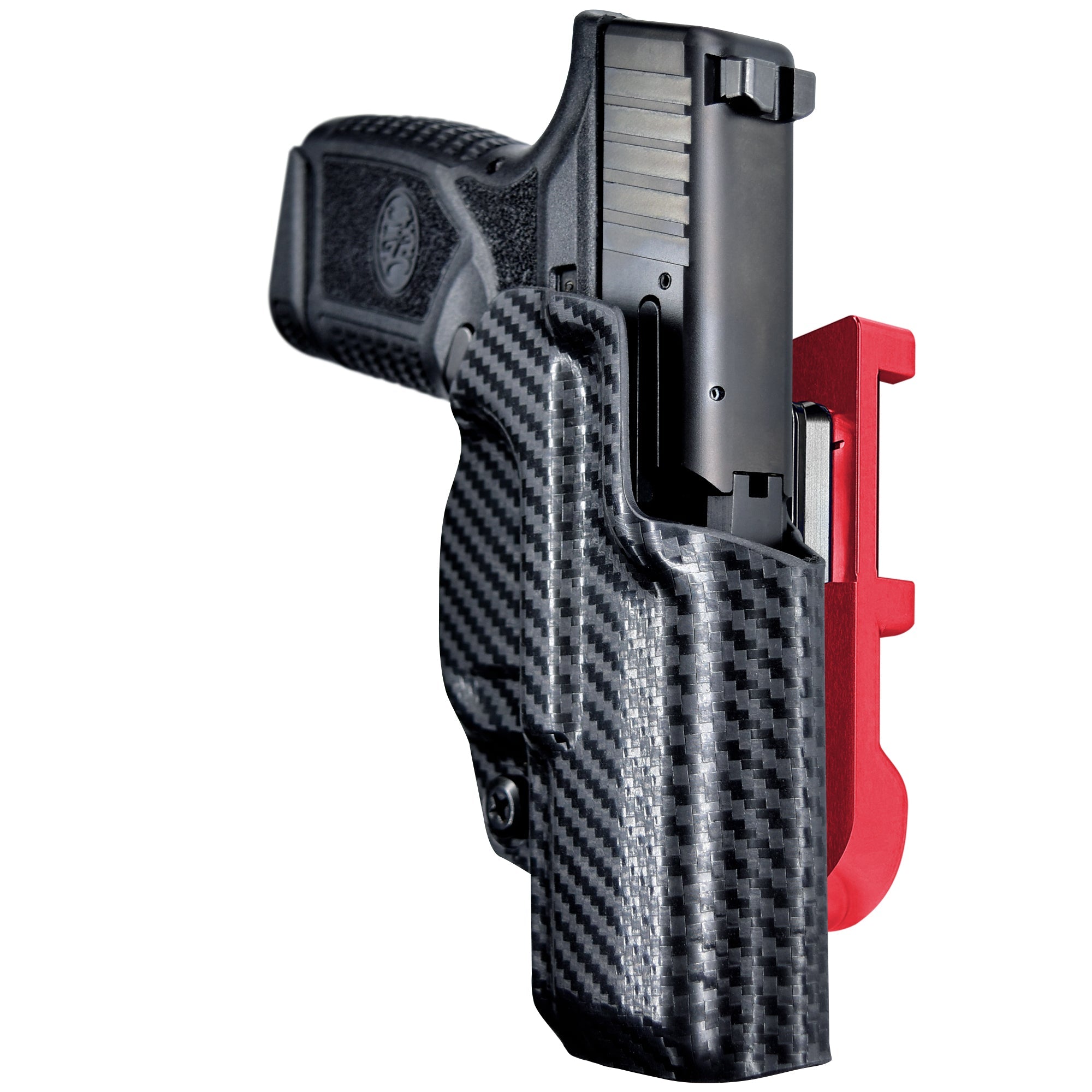 FN Reflex IDPA Quick Mount Holster with Red Belt Attachment, Carbon Fiber Holster Shell