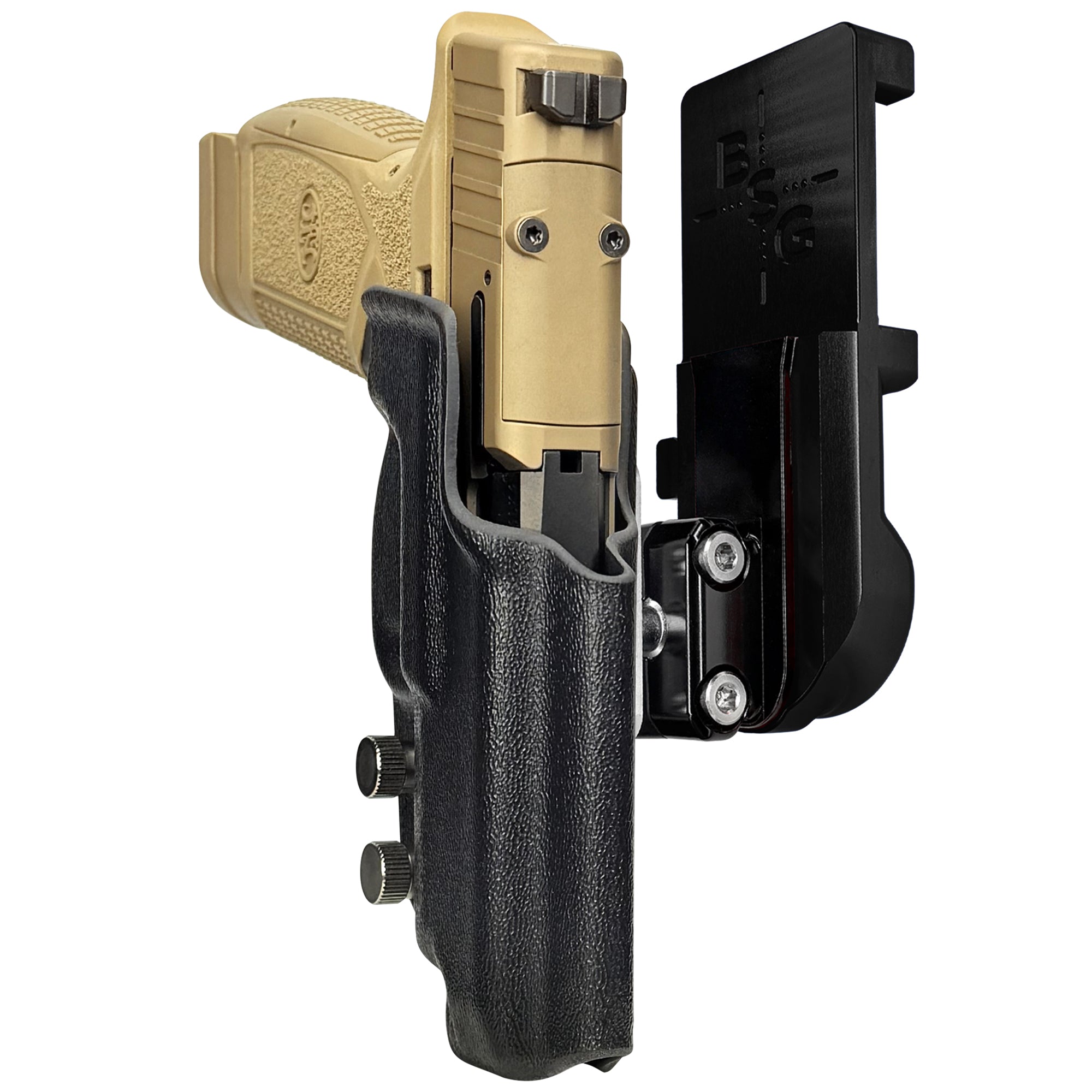 FN Reflex XL IPSC/USPA Quick Mount Ball Joint Holster with Black Belt Attachment, Black Holster Shell