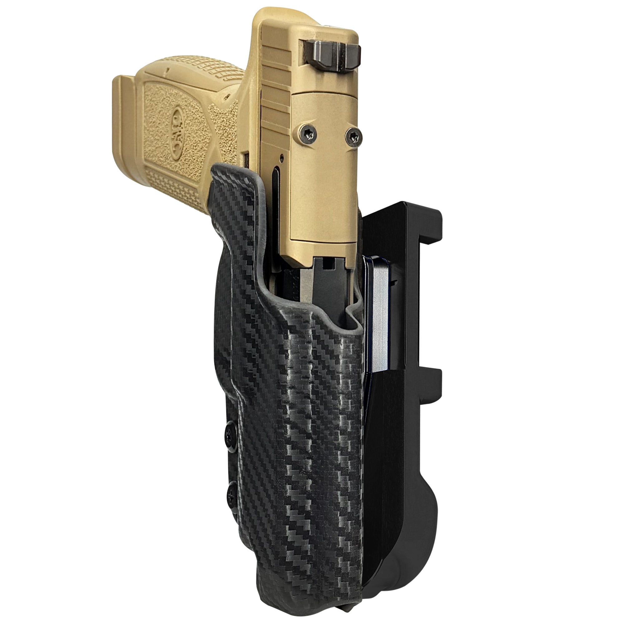 FN Reflex XL IDPA Quick Mount Holster with Black Belt Attachment, Carbon Fiber Holster Shell