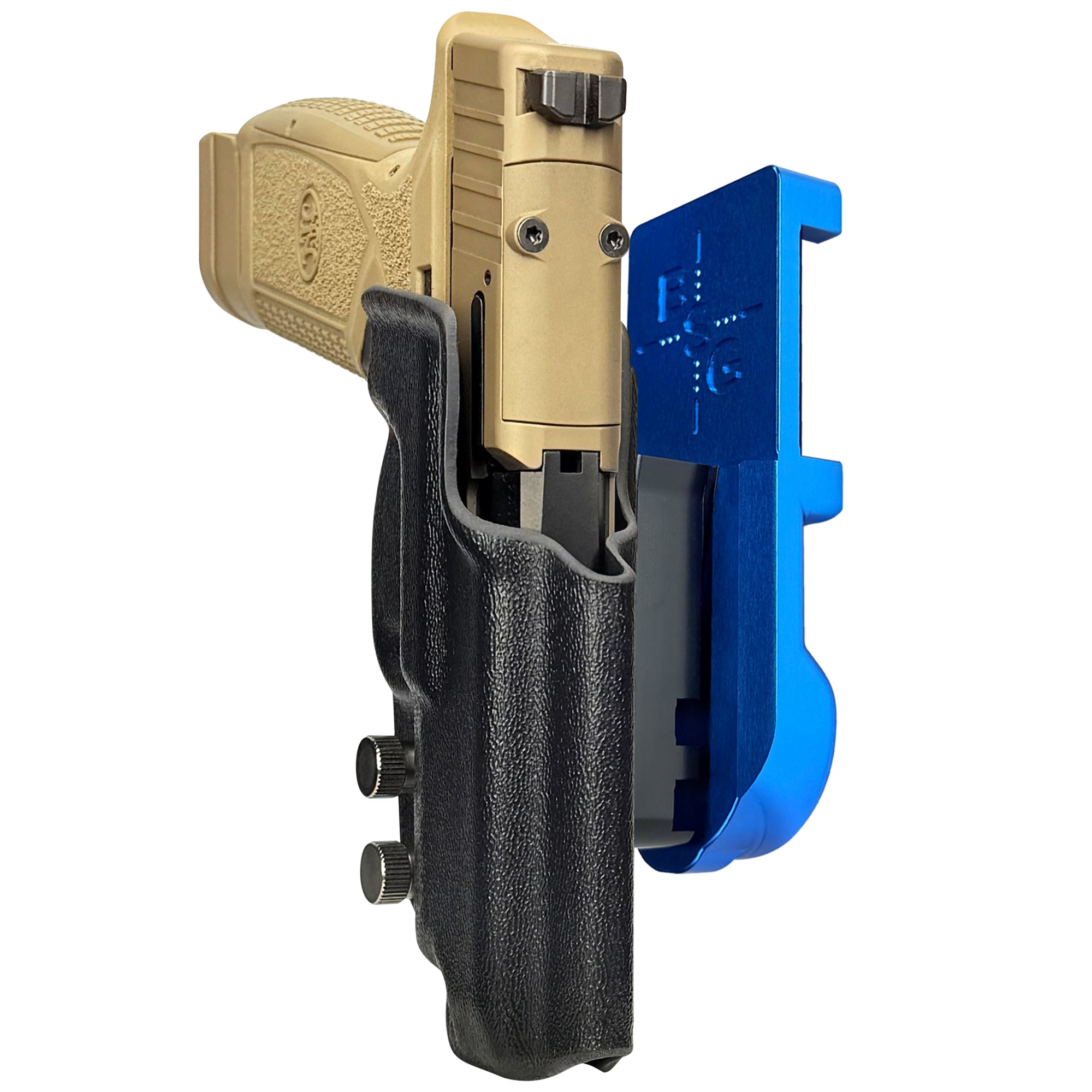 FN Reflex XL IPSC/USPA Quick Mount Holster with Blue Belt Attachment, Black Holster Shell