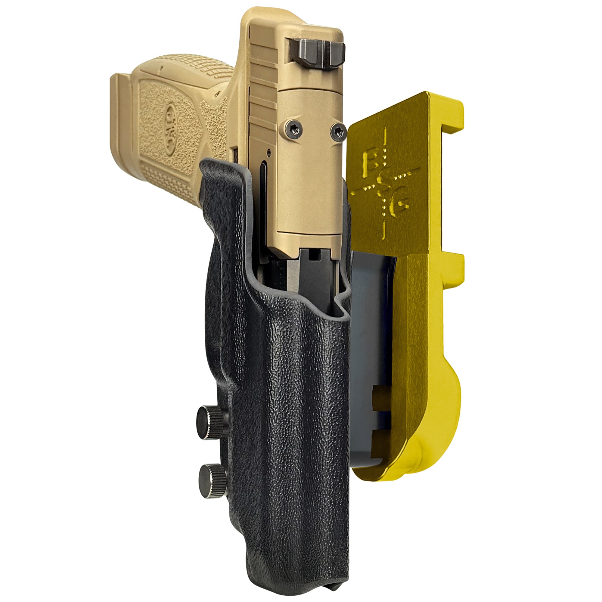 FN Reflex XL IPSC/USPA Quick Mount Holster with 24K Gold Belt Attachment, Black Holster Shell