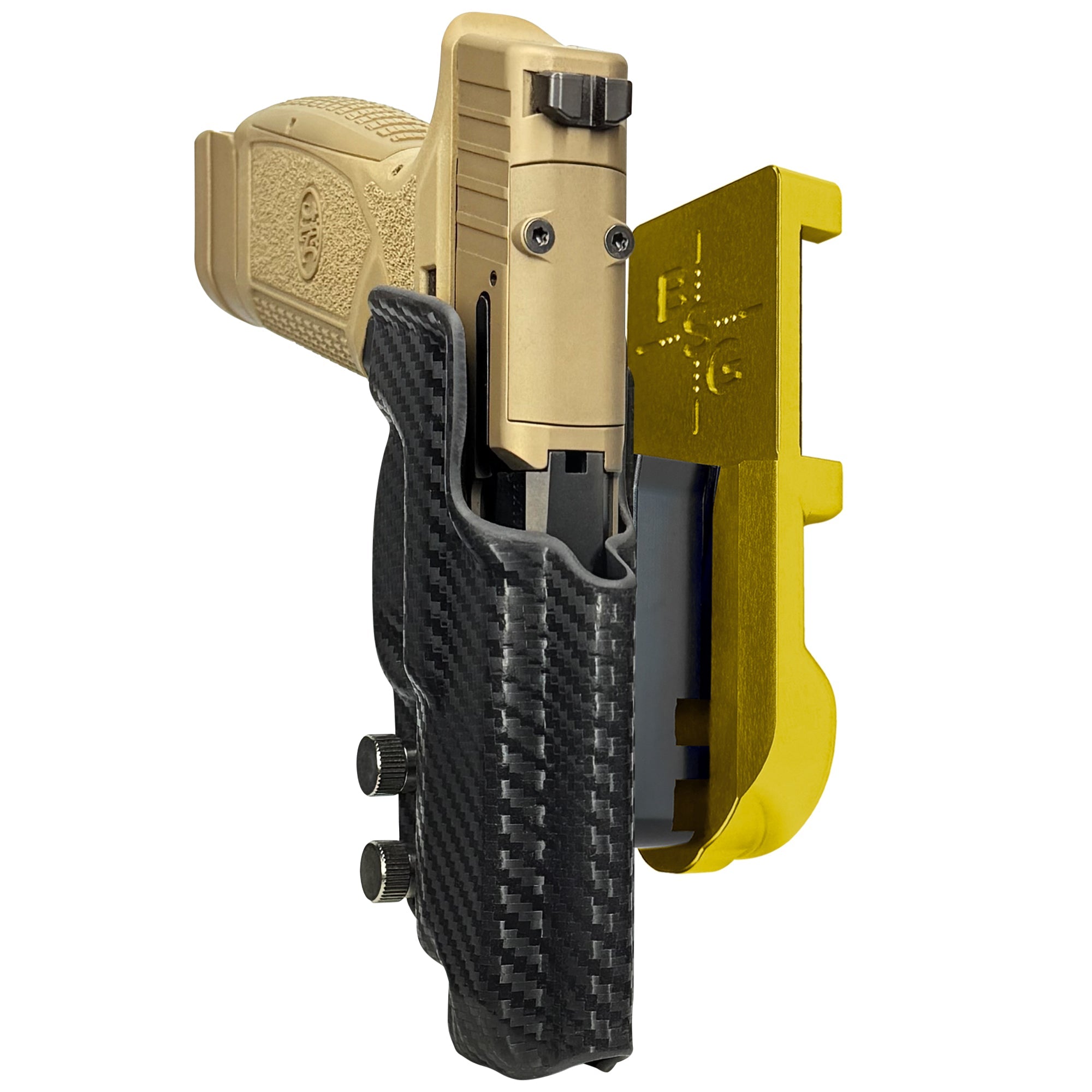 FN Reflex XL IPSC/USPA Quick Mount Holster with 24K Gold Belt Attachment, Carbon Fiber Holster Shell