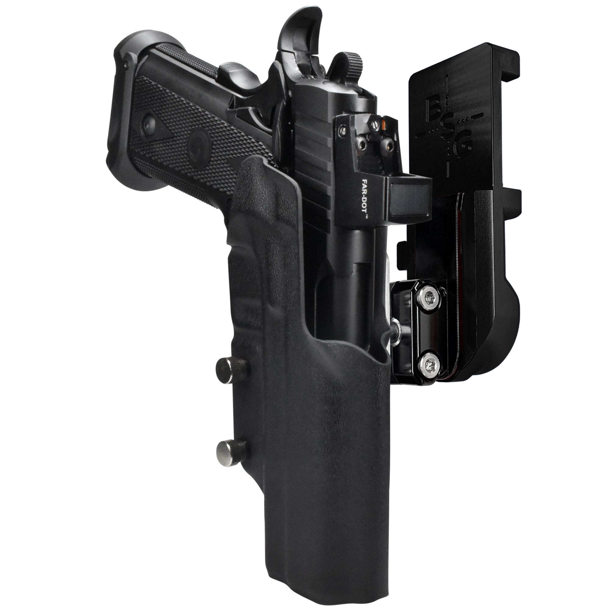 Girsan Witness2311 IPSC/USPA Quick Mount Ball Joint Holster with Black Belt Attachment, Black Holster Shell