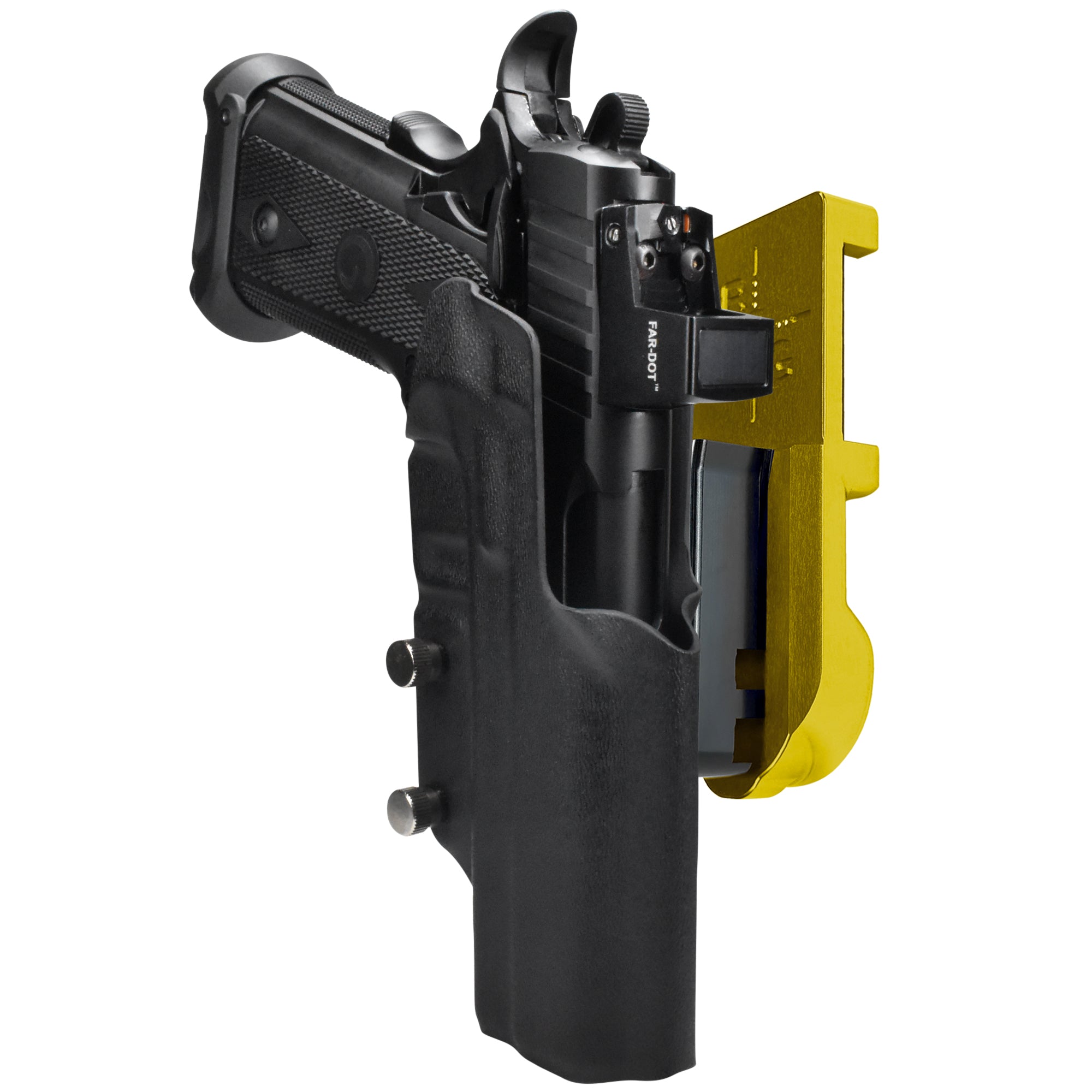 Girsan Witness2311 IPSC/USPA Quick Mount Holster with 24K Gold Belt Attachment, Black Holster Shell