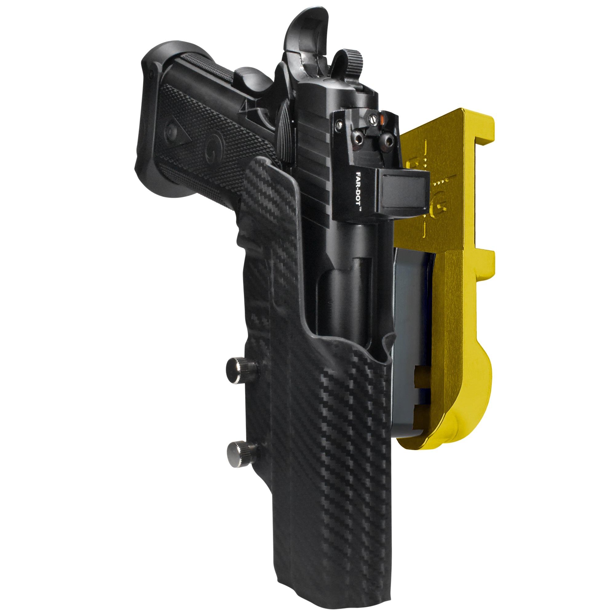 Girsan Witness2311 IPSC/USPA Quick Mount Holster with 24K Gold Belt Attachment, Carbon Fiber Holster Shell