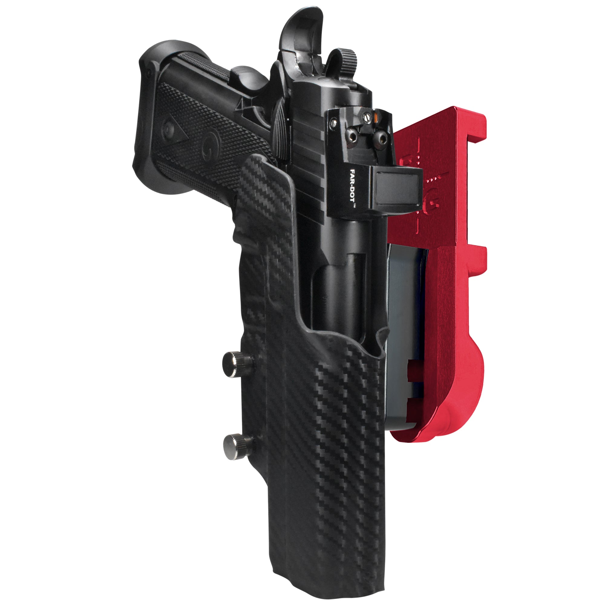 Girsan Witness2311 IPSC/USPA Quick Mount Holster with Red Belt Attachment, Carbon Fiber Holster Shell