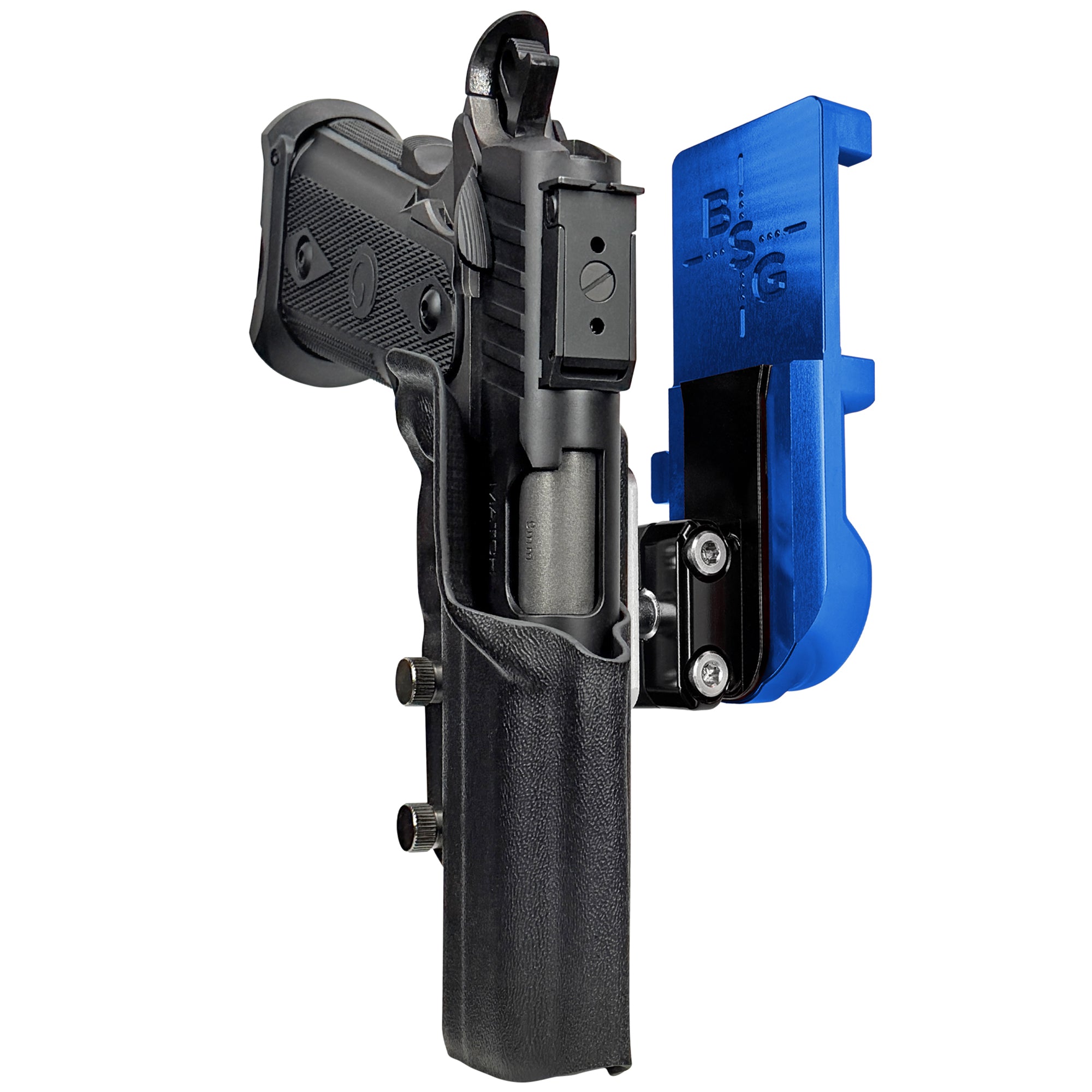 Witness2311 Match X IPSC/USPA Quick Mount Ball Joint Holster with Blue Belt Attachment, Black Holster Shell