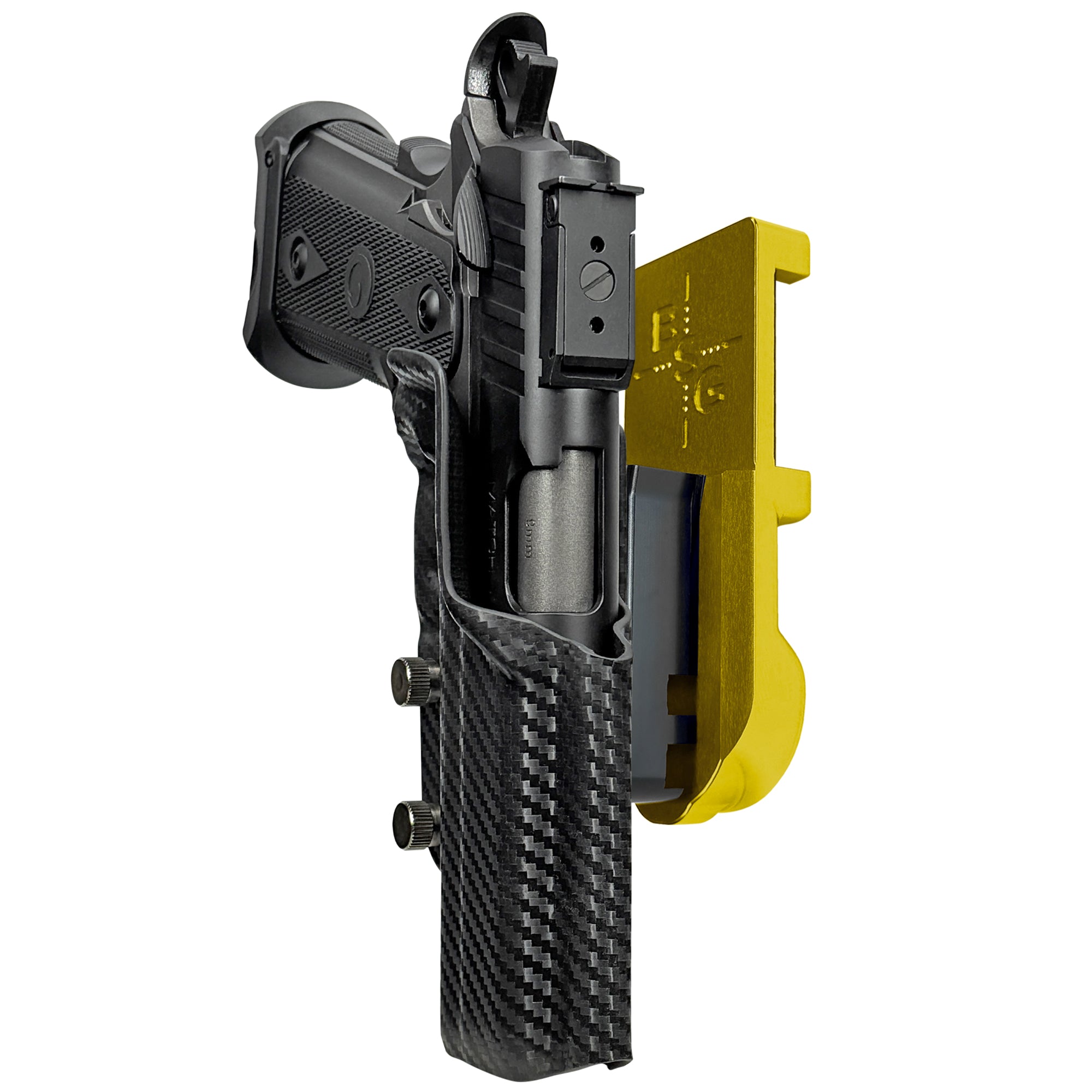 Witness2311 Match X IPSC/USPA Quick Mount Holster with 24K Gold Belt Attachment, Carbon Fiber Holster Shell